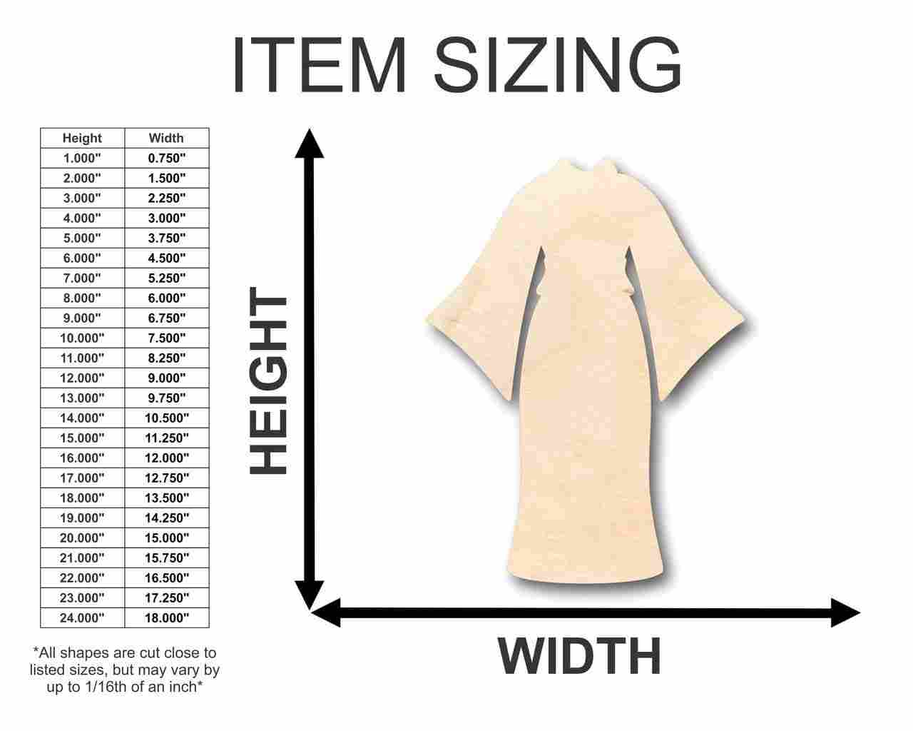 DIY Unfinished Japanese Kimono - Shaped Wood Crafts up to 46