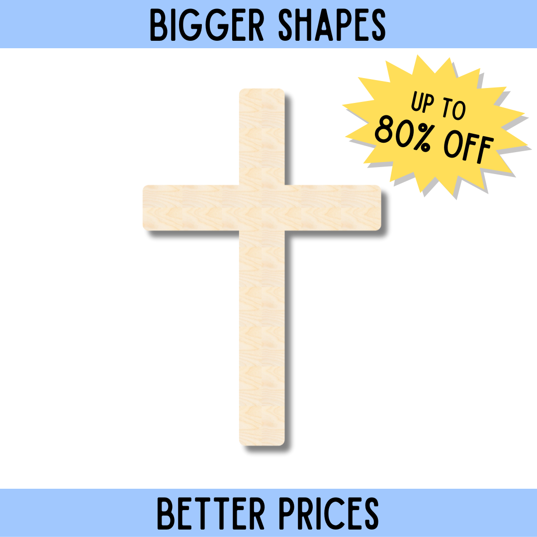 Large-Scale, Cost-Effective Unfinished Wood Cross Shape for DIY Crafts