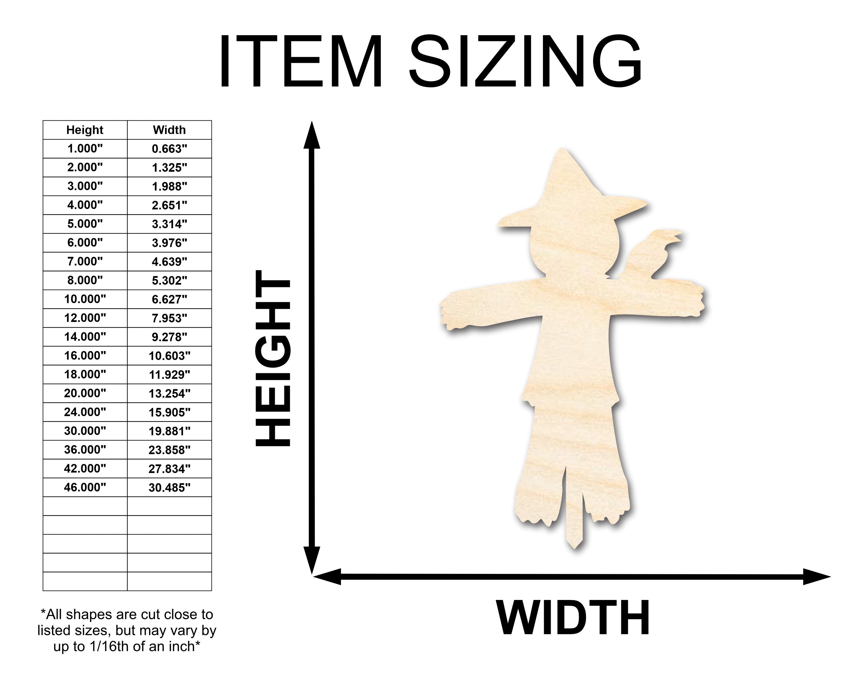 Unfinished Sanded Wood Scarecrow Shape Crafts up to 46 Inches