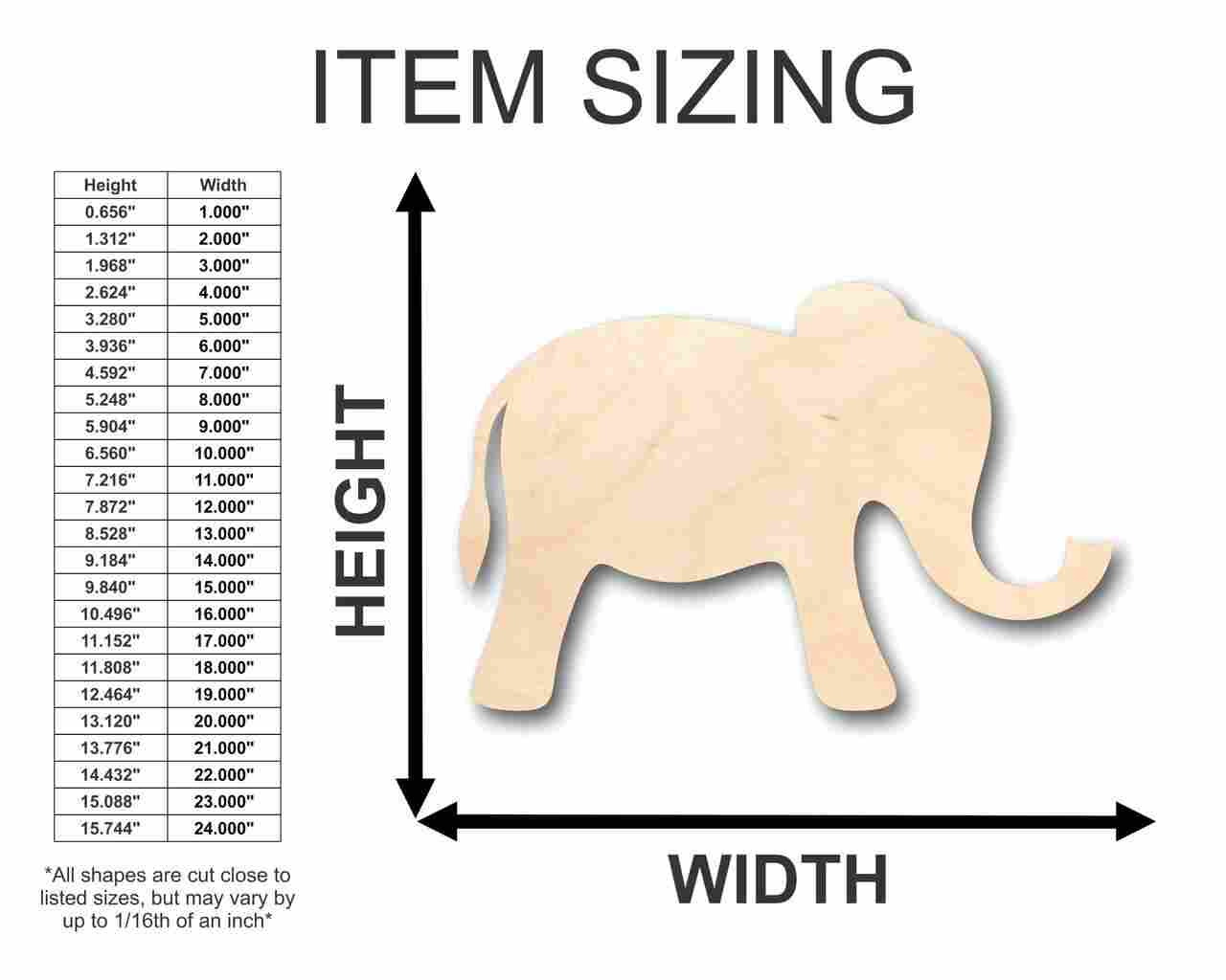 Unfinished DIY Wood Elephant Shape Craft - Ideal for Animal and Wildlife Themed Projects, Sizes up to 46