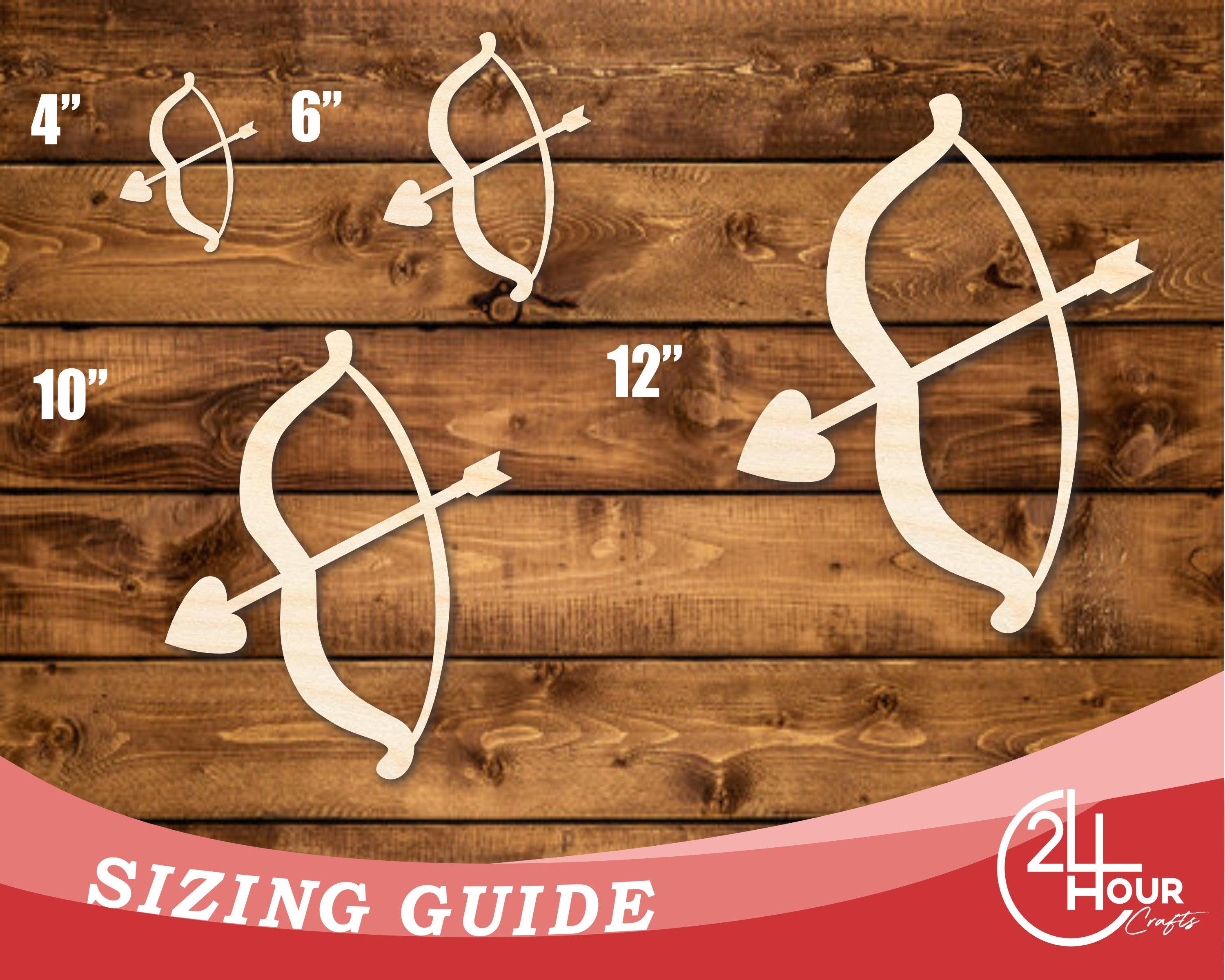 Unfinished Baltic Birch Wood Heart, Bow, and Arrow Shape DIY Craft Cutouts - Up to 46 Inches for Multiple DIY Projects