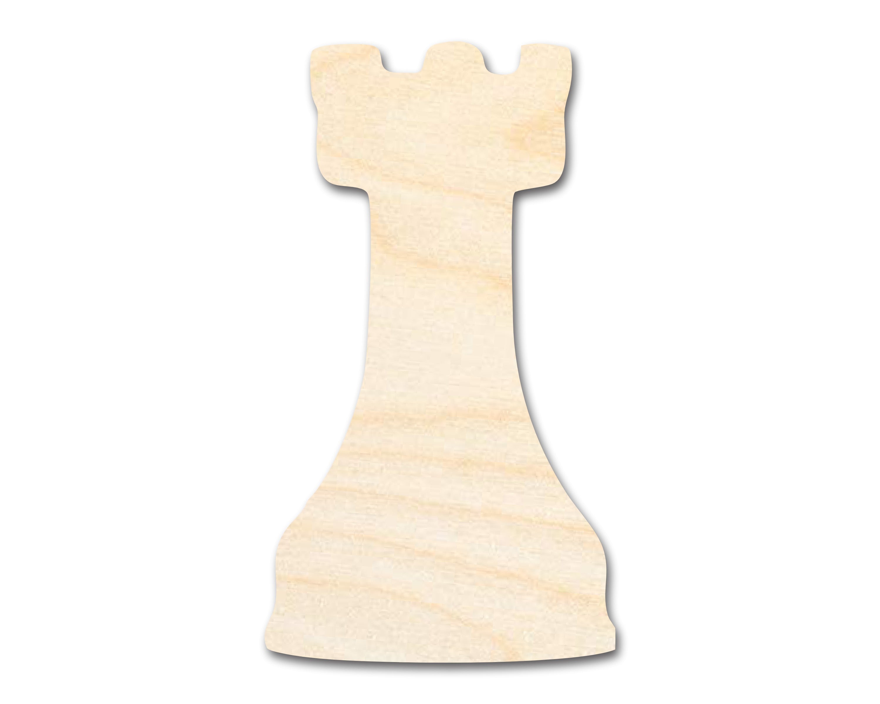 DIY Unfinished Wood Rook Chess Piece Cutouts, Up to 46 Sizes Available