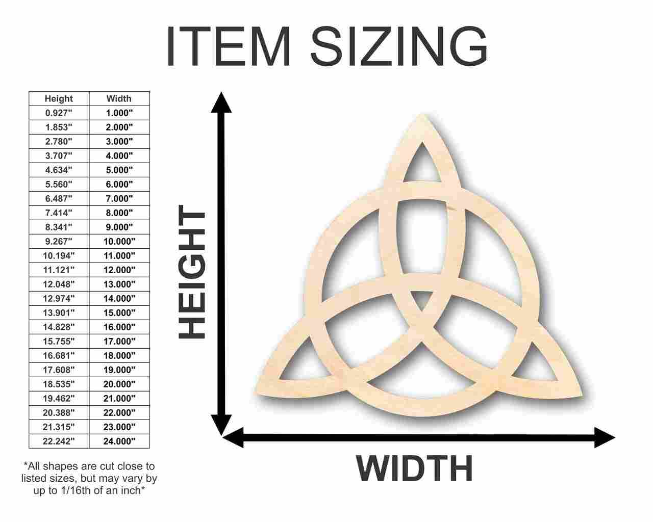DIY Unfinished Baltic Birch Wood Triquetra Shapes up to 24 Inches