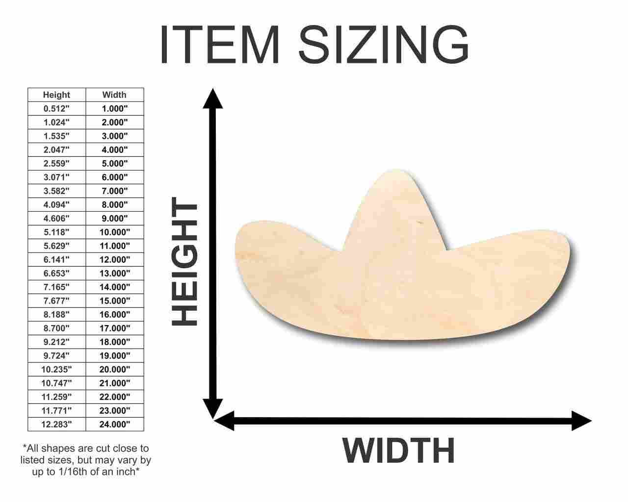 Unfinished Baltic Birch Plywood Sombrero Shape for DIY Crafts - Up to 24 Inches in Size