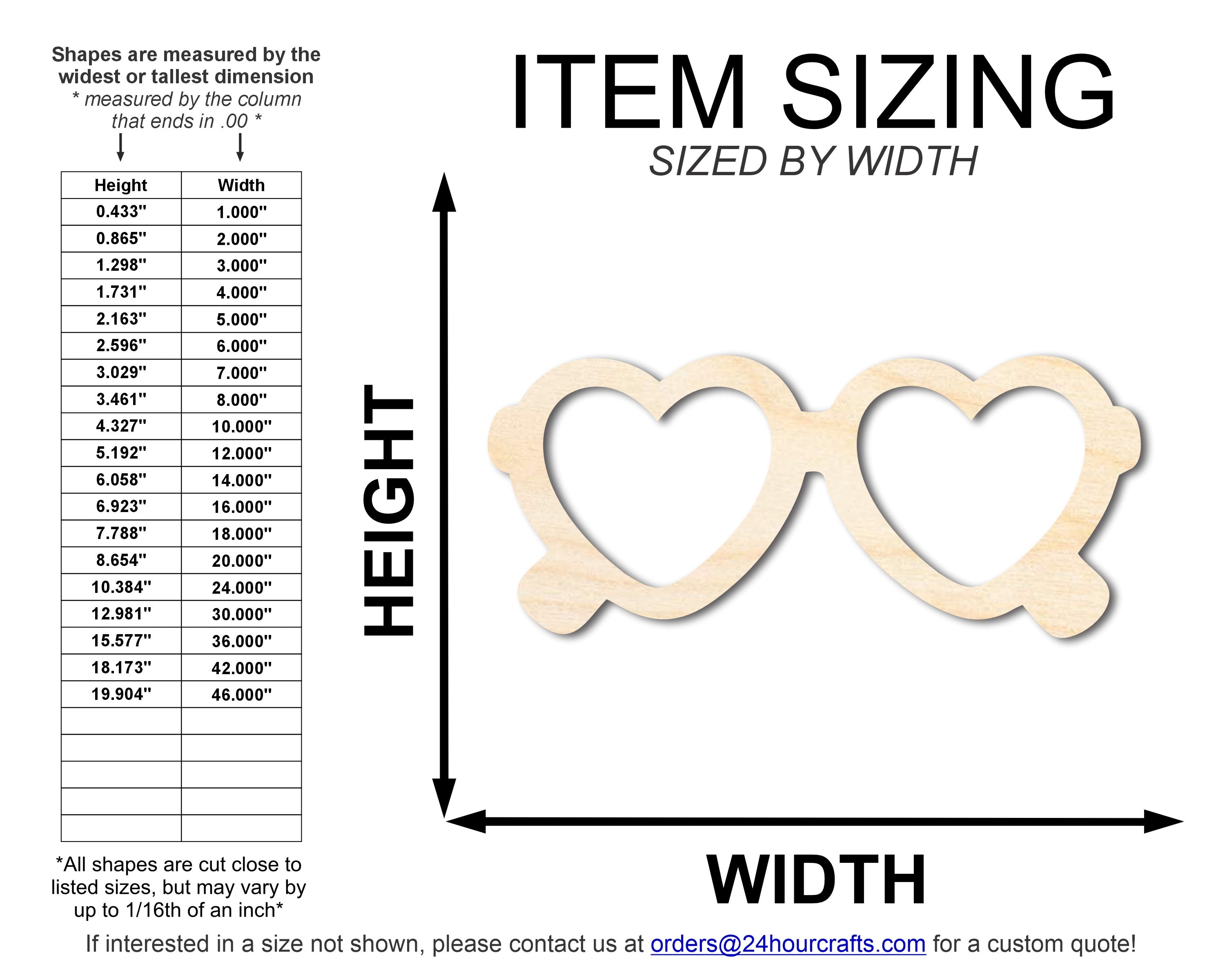 Unfinished DIY Craft Cutout in the Shape of Heart - Sunglasses, Up to 46 Pieces for Do - It - Yourself Projects