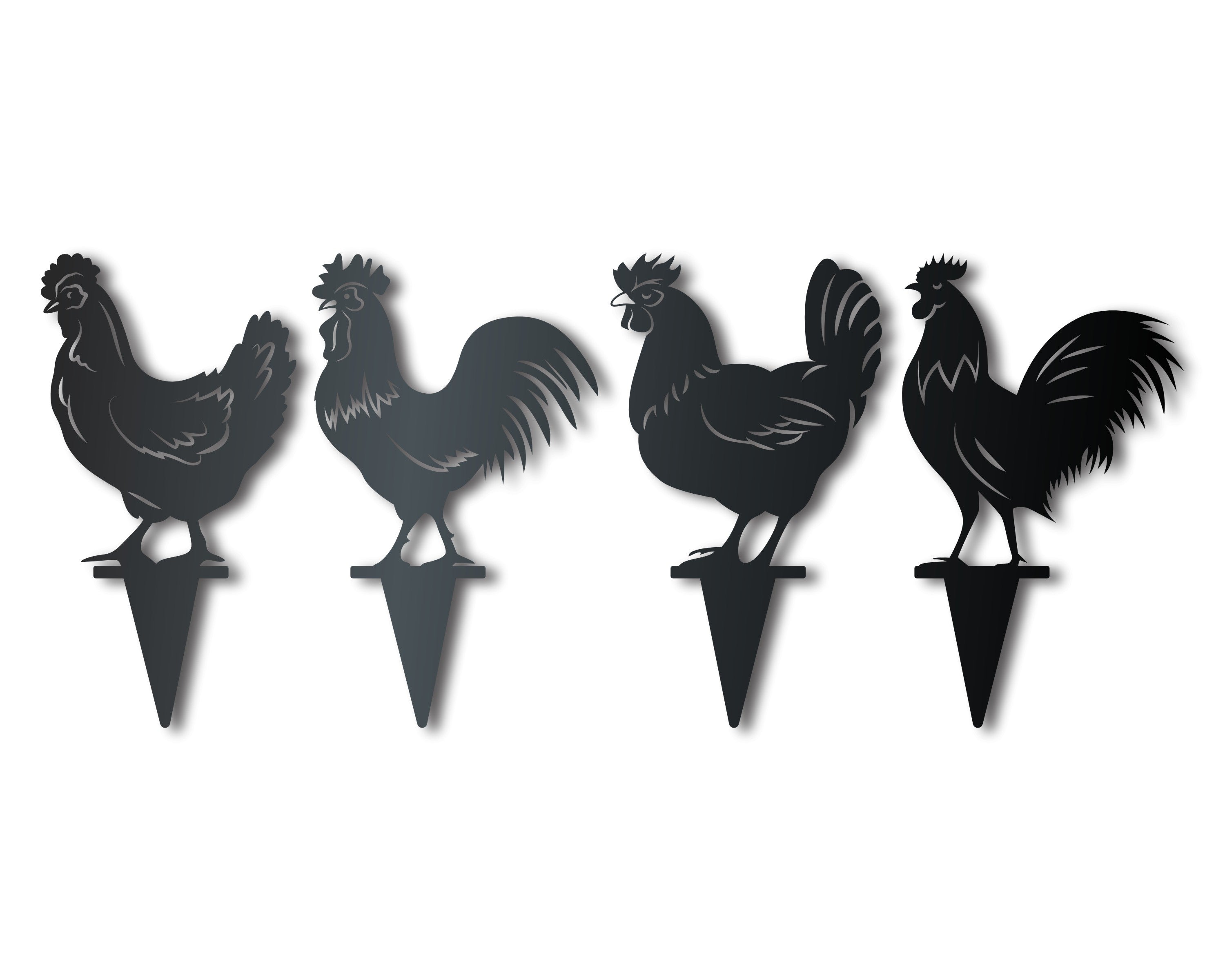 24-Piece Metal Chicken Garden Stakes Set with Over 20 Color Options for Outdoor Use