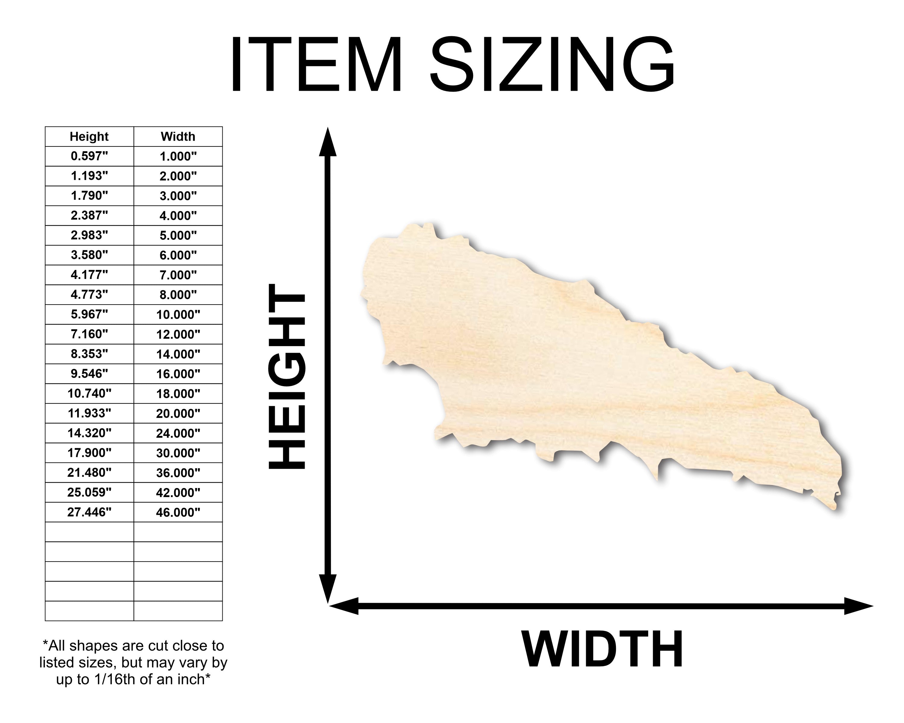 Unfinished Baltic Birch Wood Mwali Island Shape DIY Crafts - Comoros Inspired - Sizes Up to 46 Inches