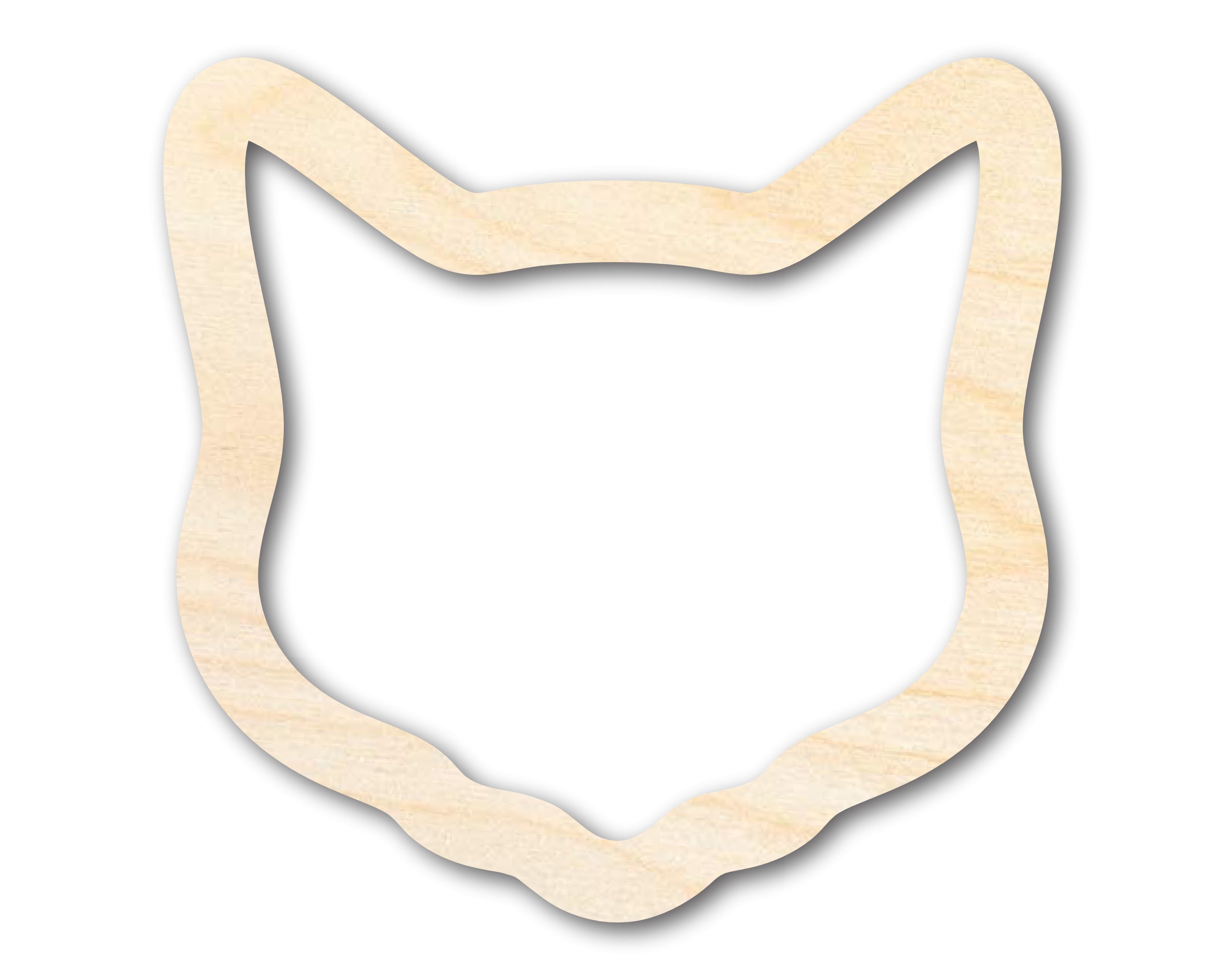 Unfinished DIY Craft Cutout of Wood Cat Head Outline Shape with Up to 46 Different DIY Options