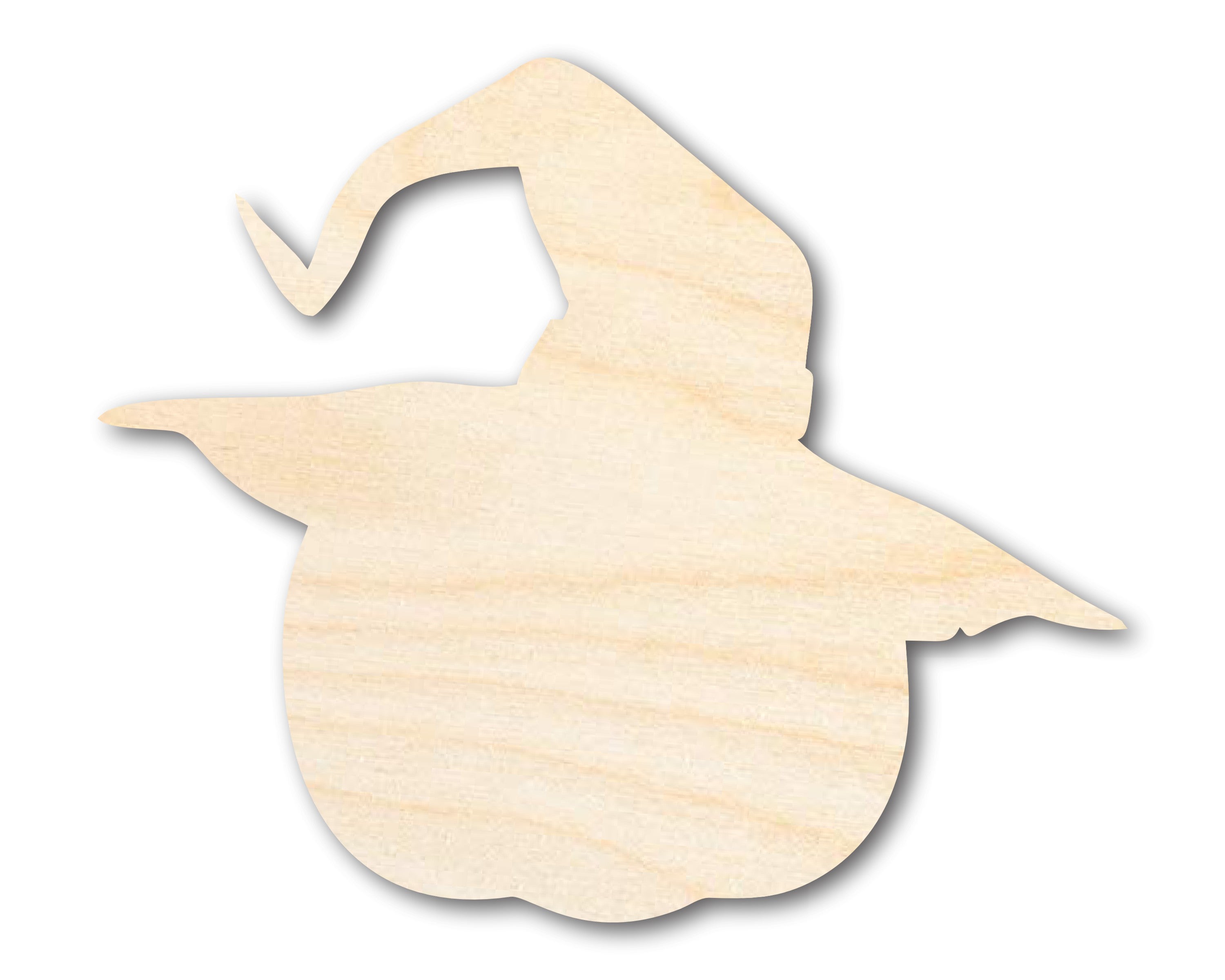 Unfinished DIY Craft Cutout in the Shape of a Wood Pumpkin Wizard, Available in Sizes up to 46 Inches