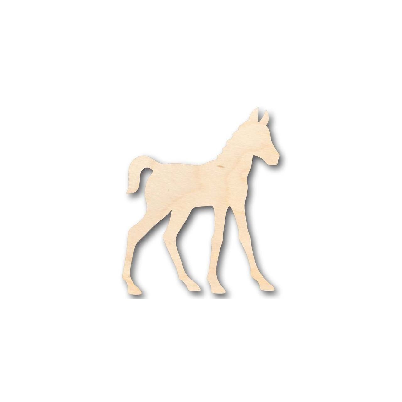 DIY Unfinished Wood Foal Horse Shape for Crafts, Up to 46