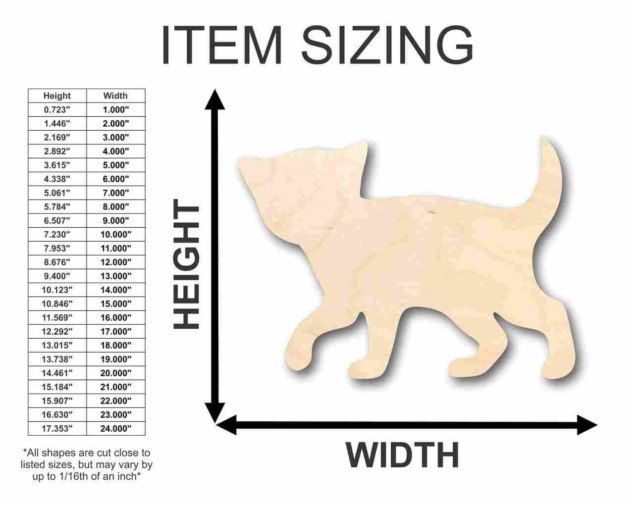Unfinished Wood DIY Craft in Kitten Cat Shape - Ideal for Animal and Pet - Themed Projects up to 46 Different DIY Options