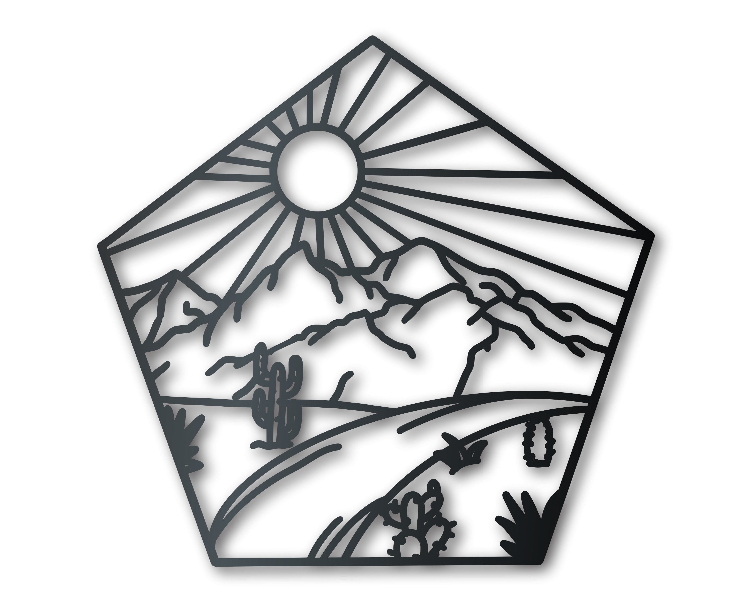 Customizable Metal Desert Landscape Wall Art | Indoor/Outdoor | Up to 46 | 20+ Color Options