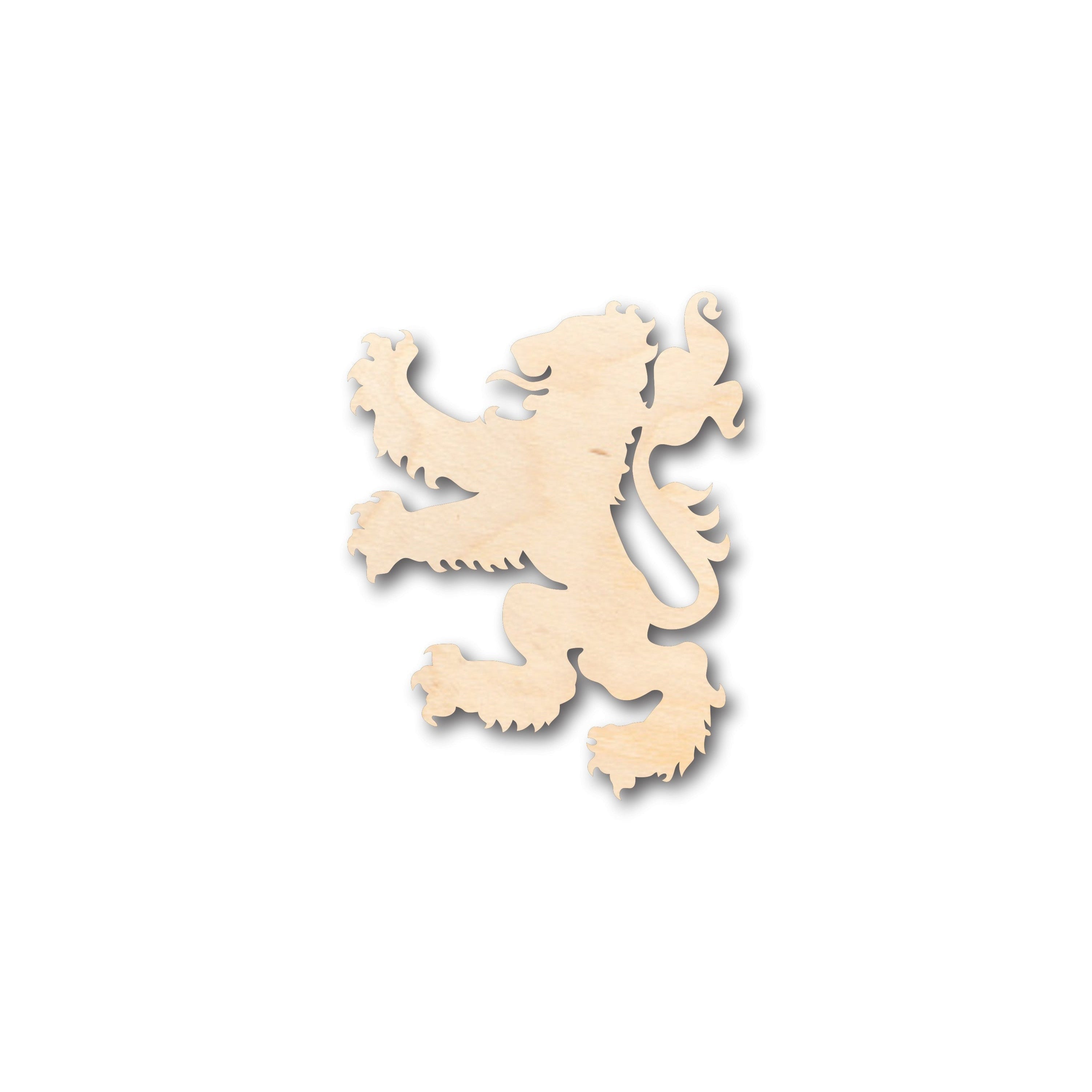 DIY Unfinished Wood Rampant Lion Royal Banner Shape - Up to 46 Inches