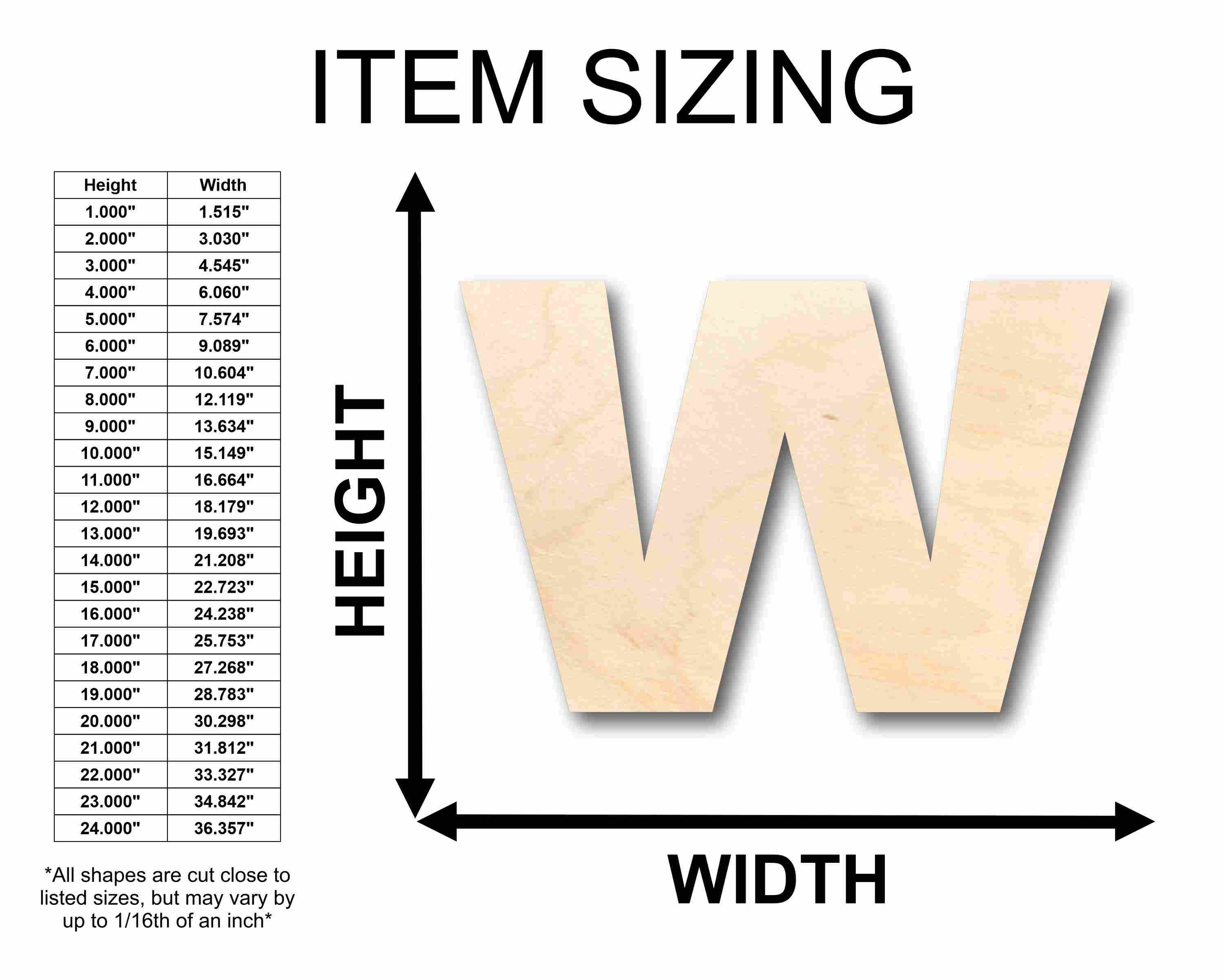 Unfinished Craft Wood Block Letter W - Ideal for Up to 46 DIY Projects