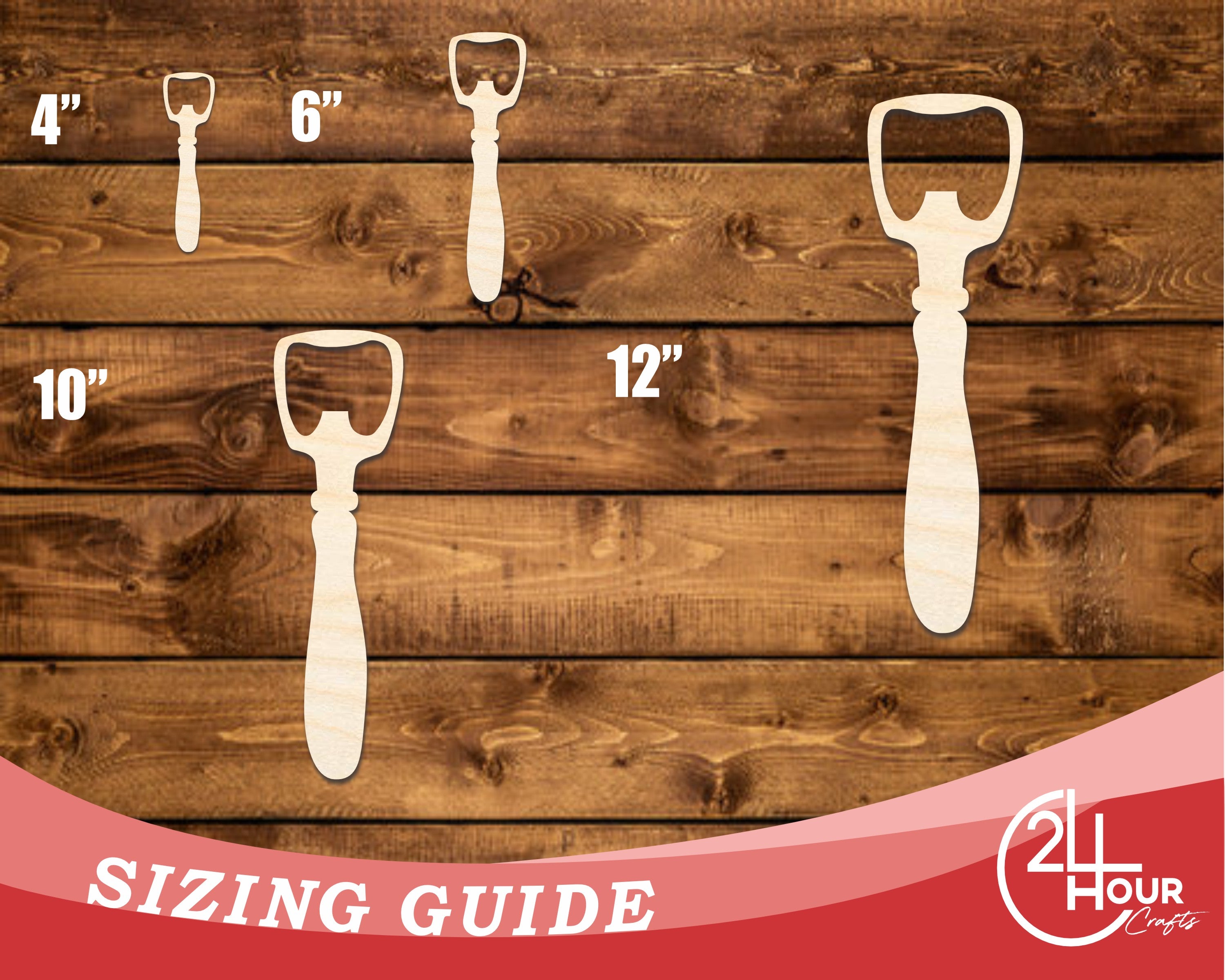 DIY Unfinished Baltic Birch Wood Bottle Opener Shape Cutouts up to 46 Inches