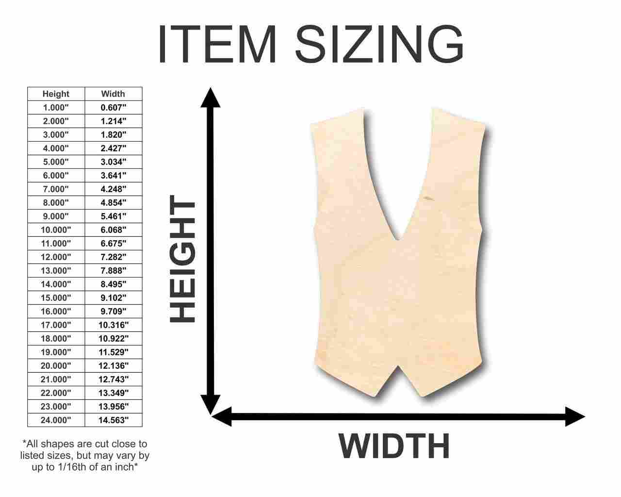 Unfinished DIY Wood Vest Shape Craft for Groomsmen - Up to 46 Pieces Available