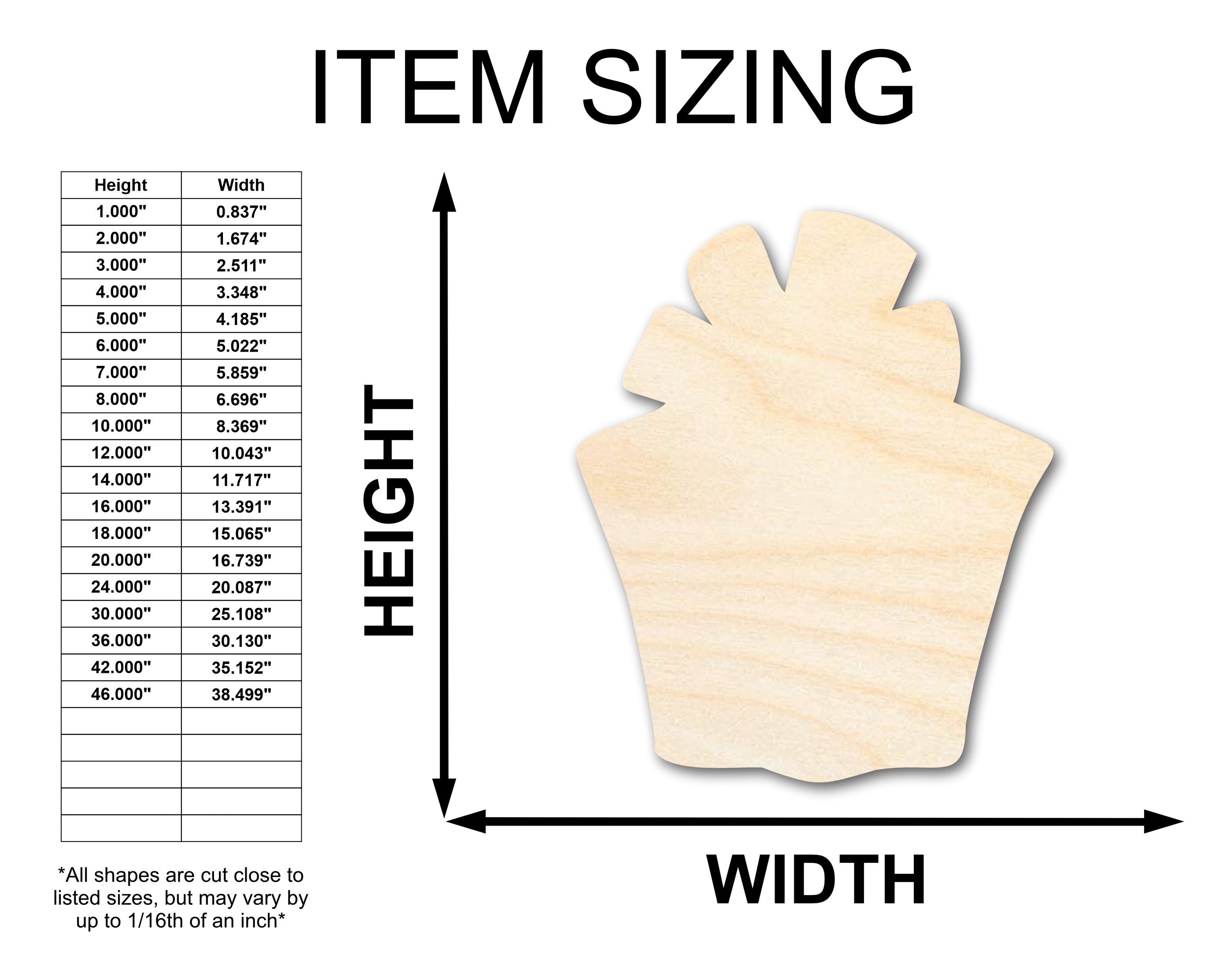 Unfinished DIY Wood Crafty Present - Shaped Craft Cutouts Available up to 46 Inches