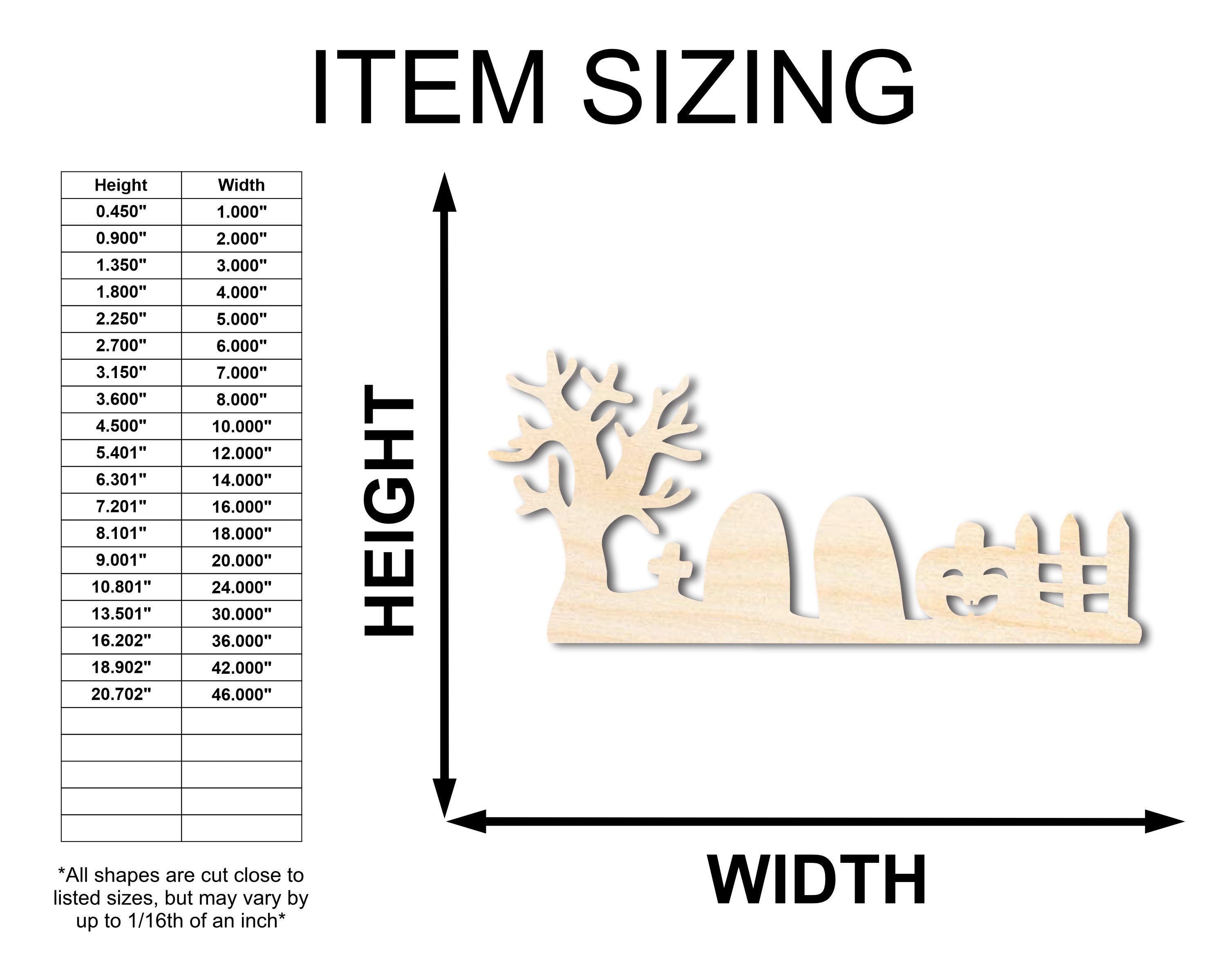 Unfinished Sanded Wood Graveyard Shape Craft Items - Up to 46 Inches