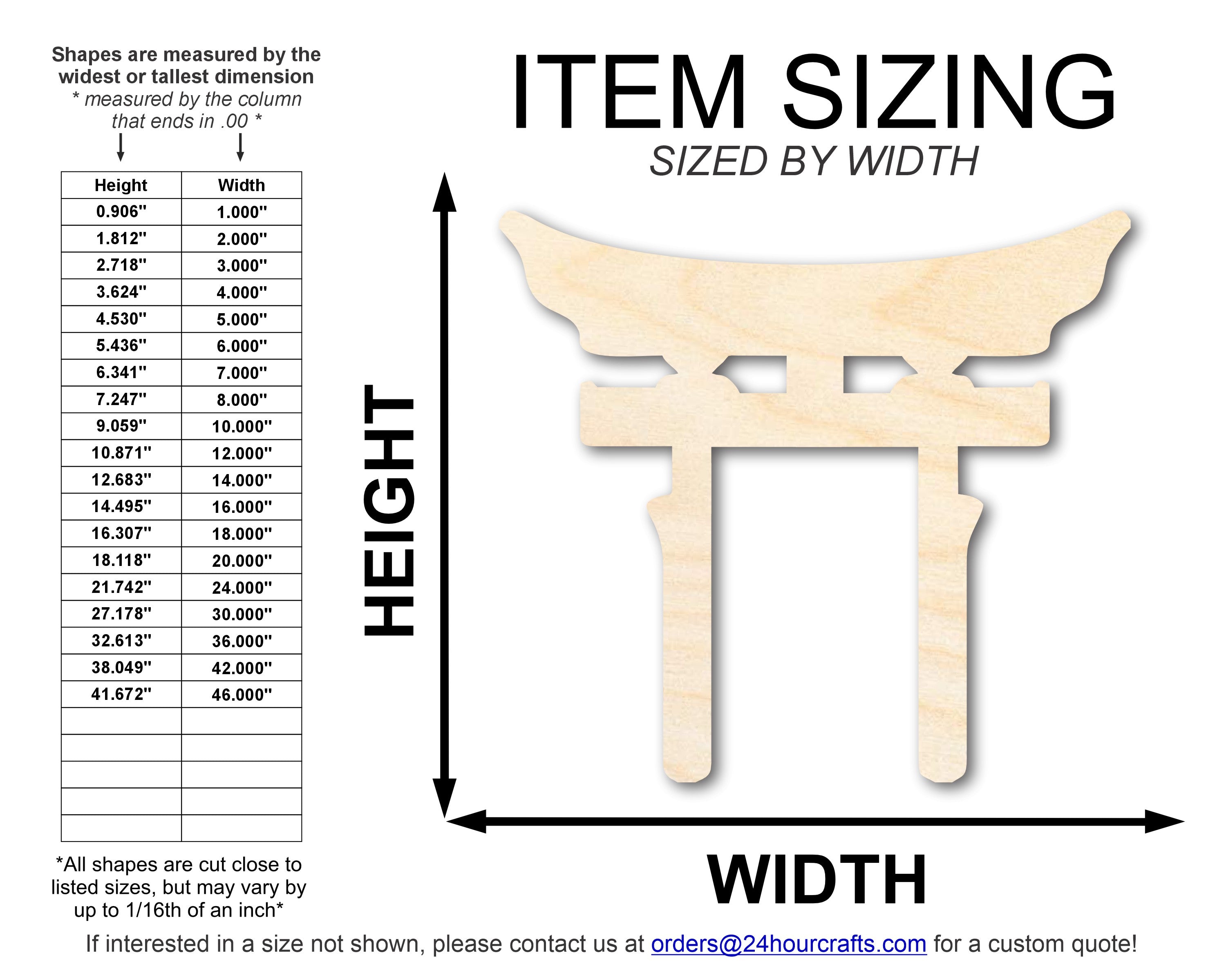 Unfinished DIY Craft Cutout in Wood Shinto Symbol Shape | Up to 46 Inches for Do - It - Yourself Projects