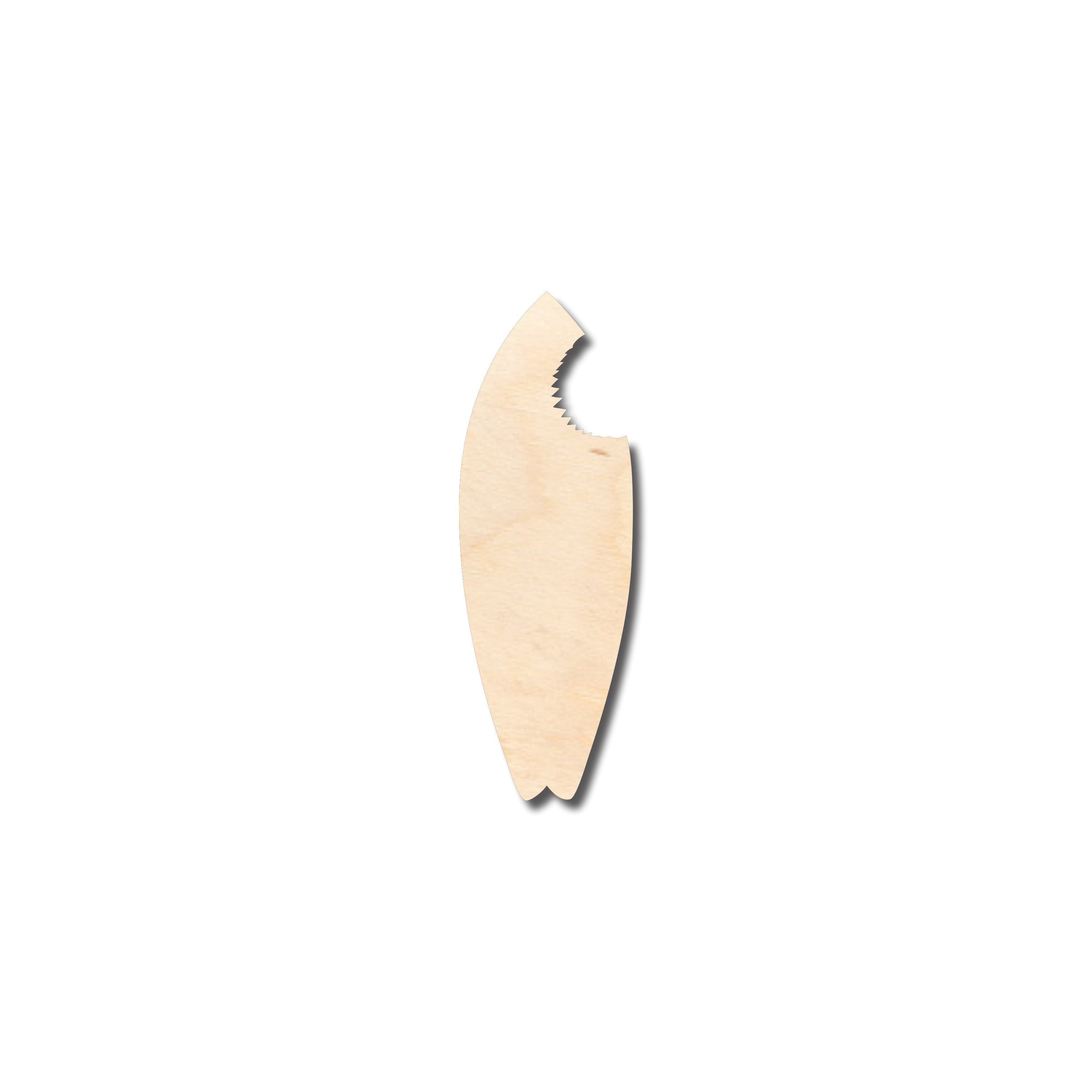 Unfinished DIY Craftable Wood Shark Bite Surf Board Shape, Available up to 46 Inches for Creative Projects
