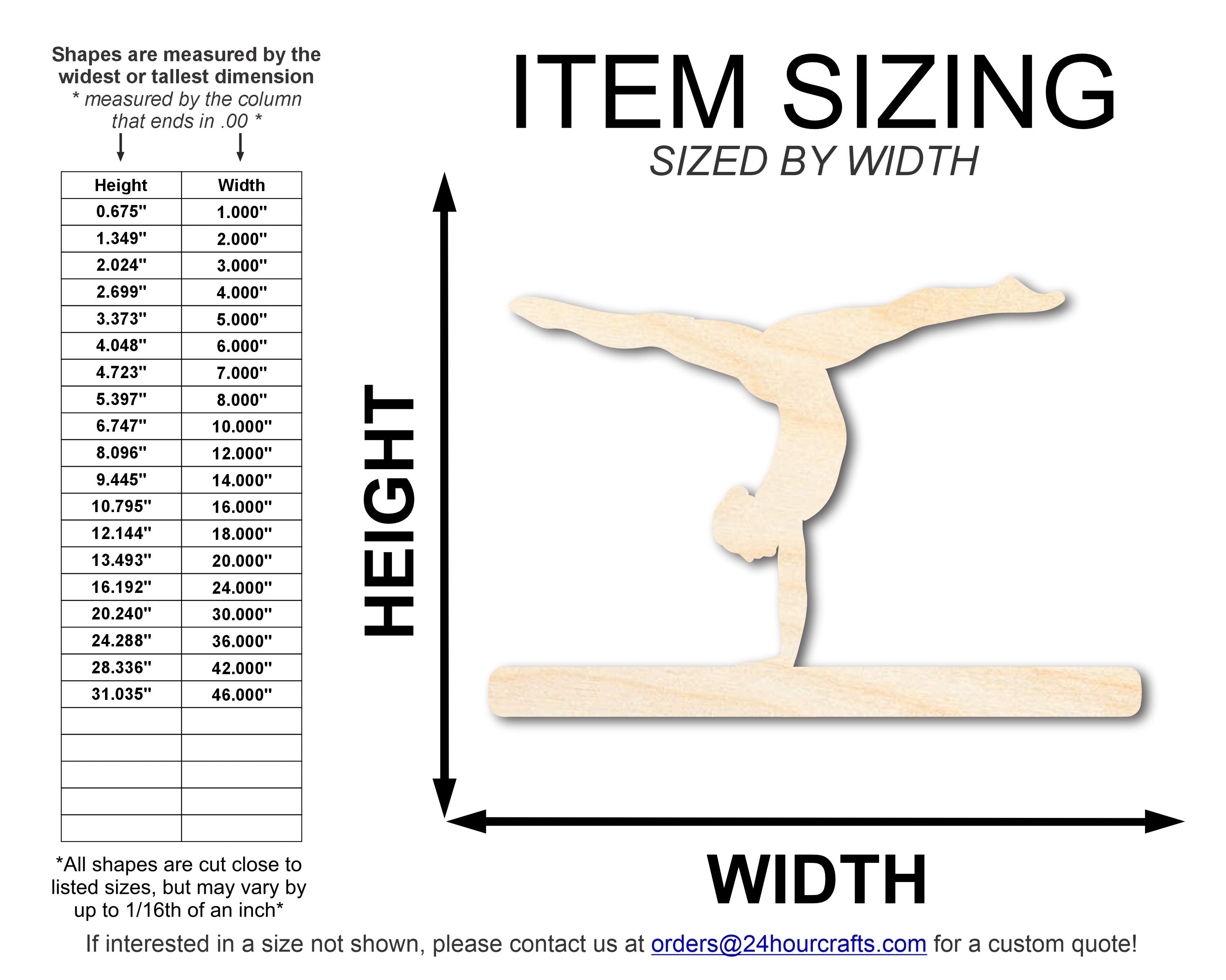 Unfinished Baltic Birch Wood Gymnast Balance Beam Shape DIY Craft Cutout with Sizes up to 46 Inches for Multiple DIY Projects