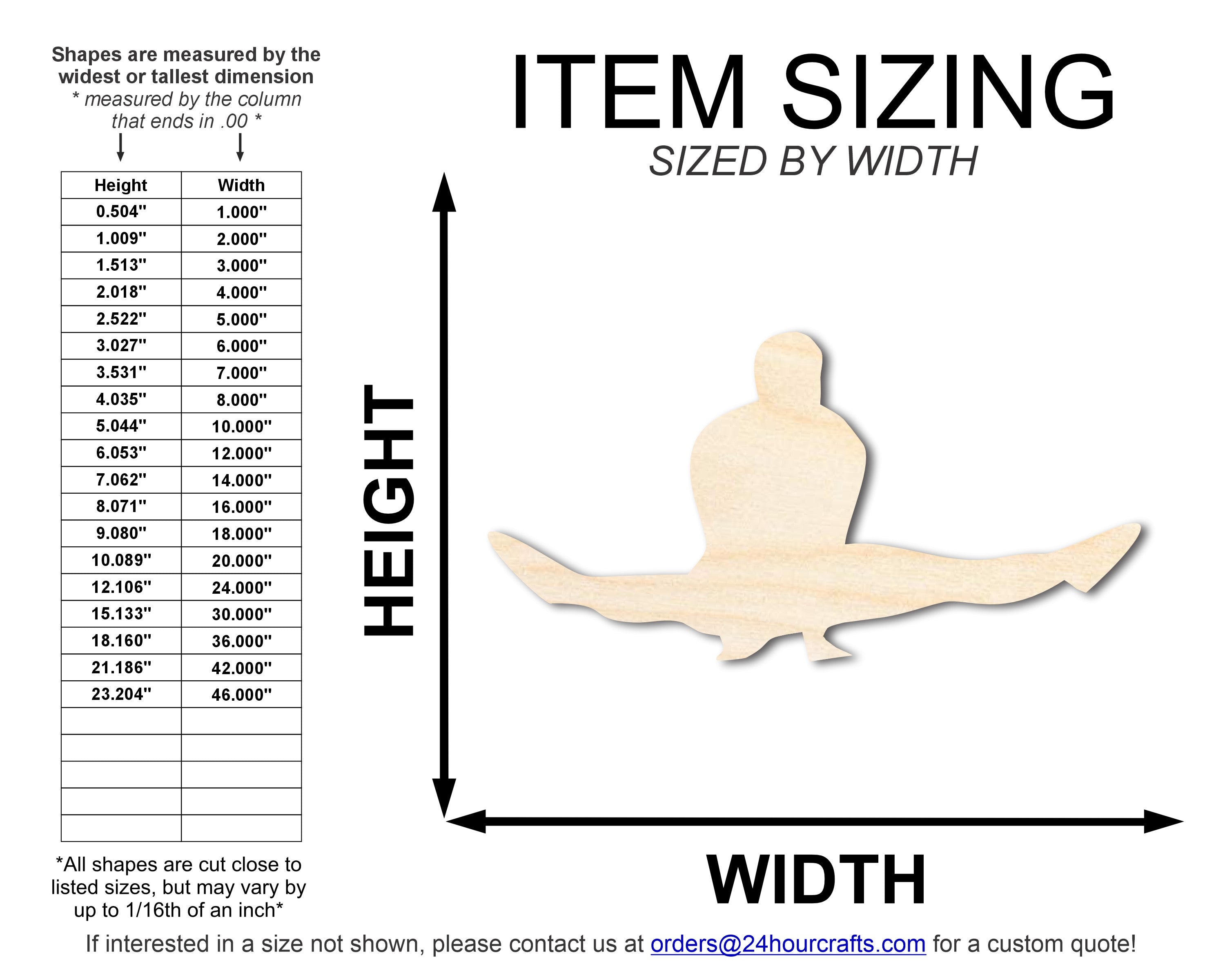 Unfinished Baltic Birch Wood Gymnast Press - Up Shape Cutout for DIY Crafts, Available in Sizes Up to 46 Inches