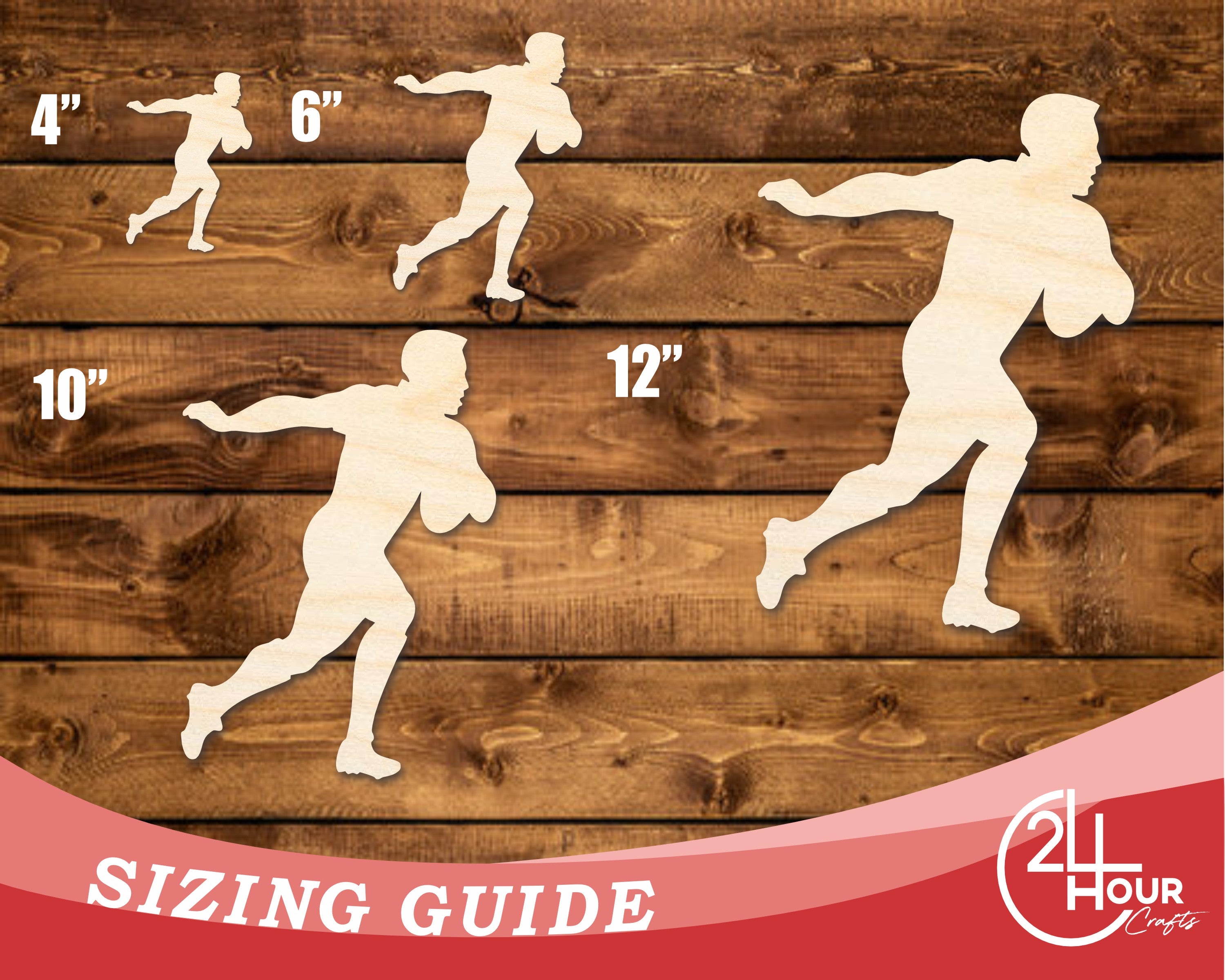 Unfinished Baltic Birch Wood Rugby Player Shape DIY Craft Cutout with Options up to 46 Inches for Multiple Crafts