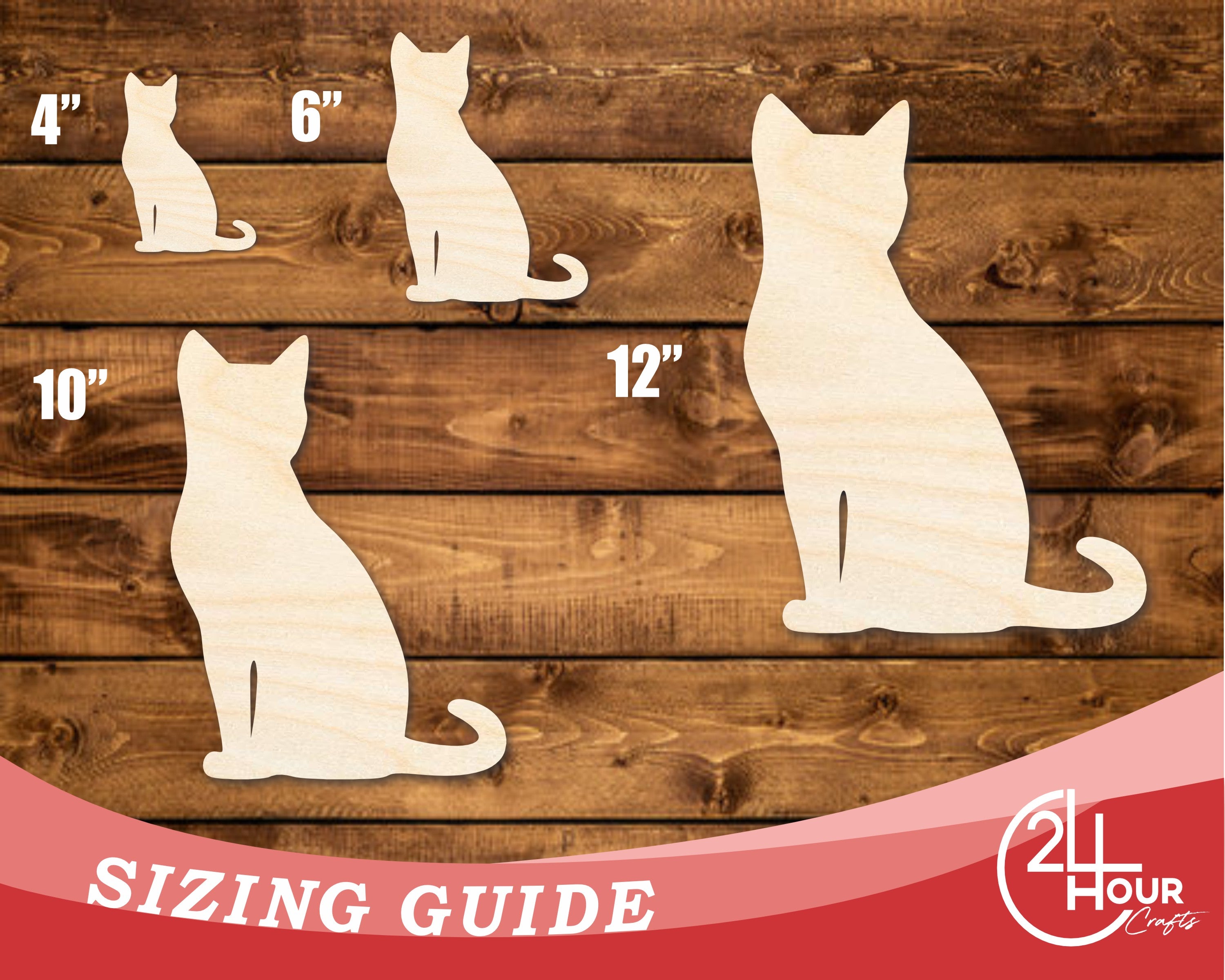 Unfinished DIY Craft Cutout in the Shape of a Spooky Sitting Cat | Up to 46 Inches for Various DIY Projects