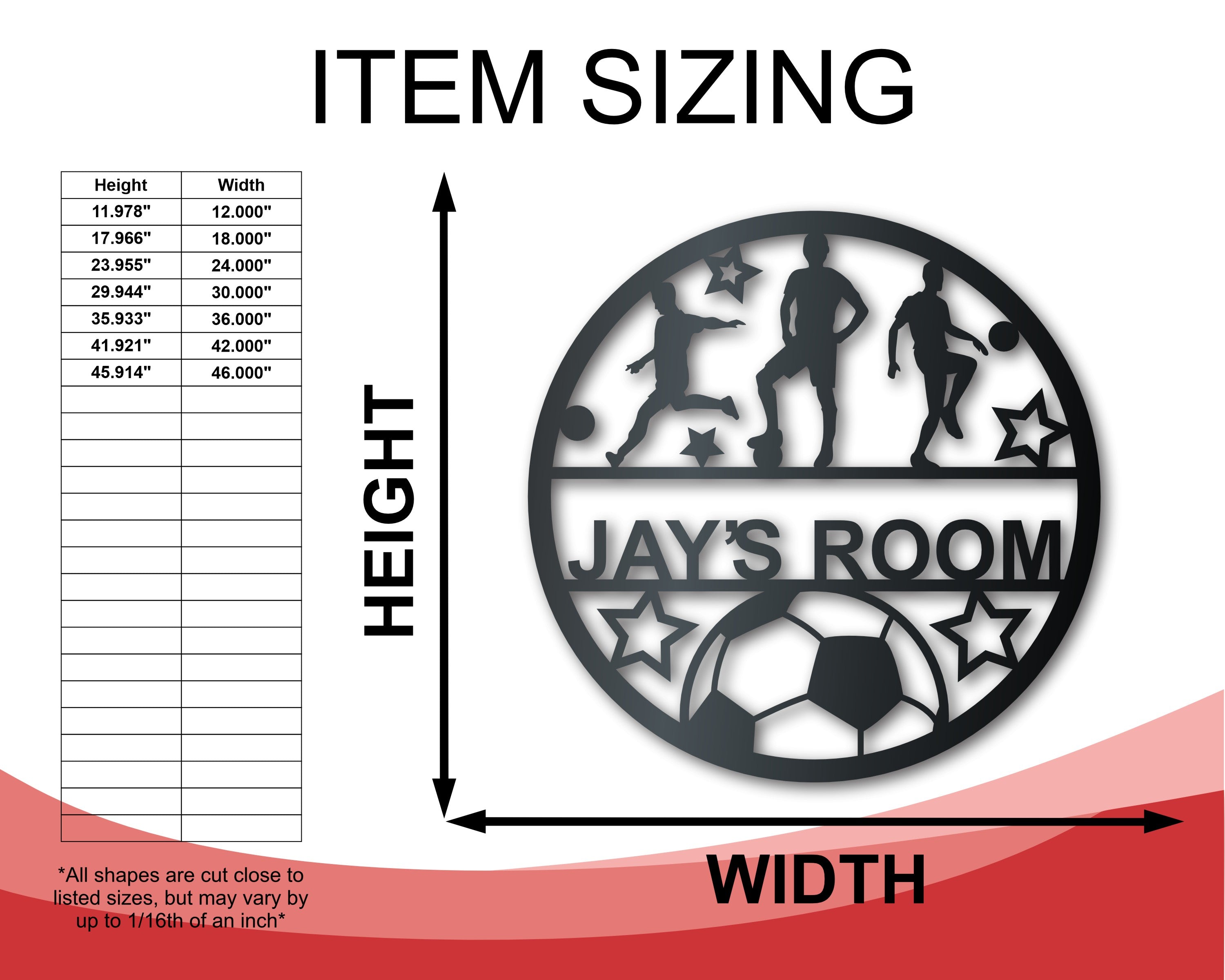 Customizable Metal Boys' Soccer Monogram Wall Art with 14 Color Choices