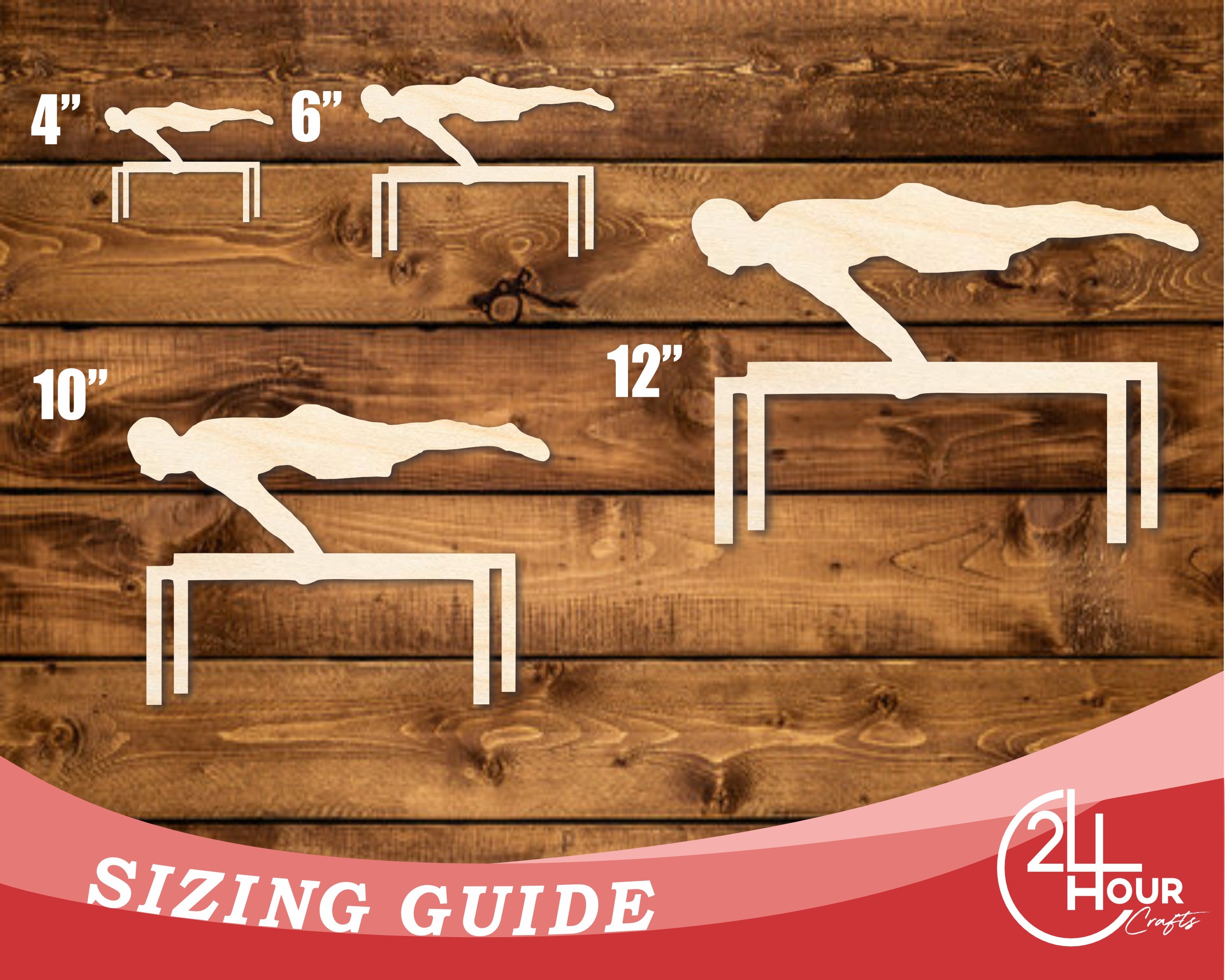 DIY Unfinished Baltic Birch Gymnast Parallel Beam Shape Cutouts up to 46 Inches
