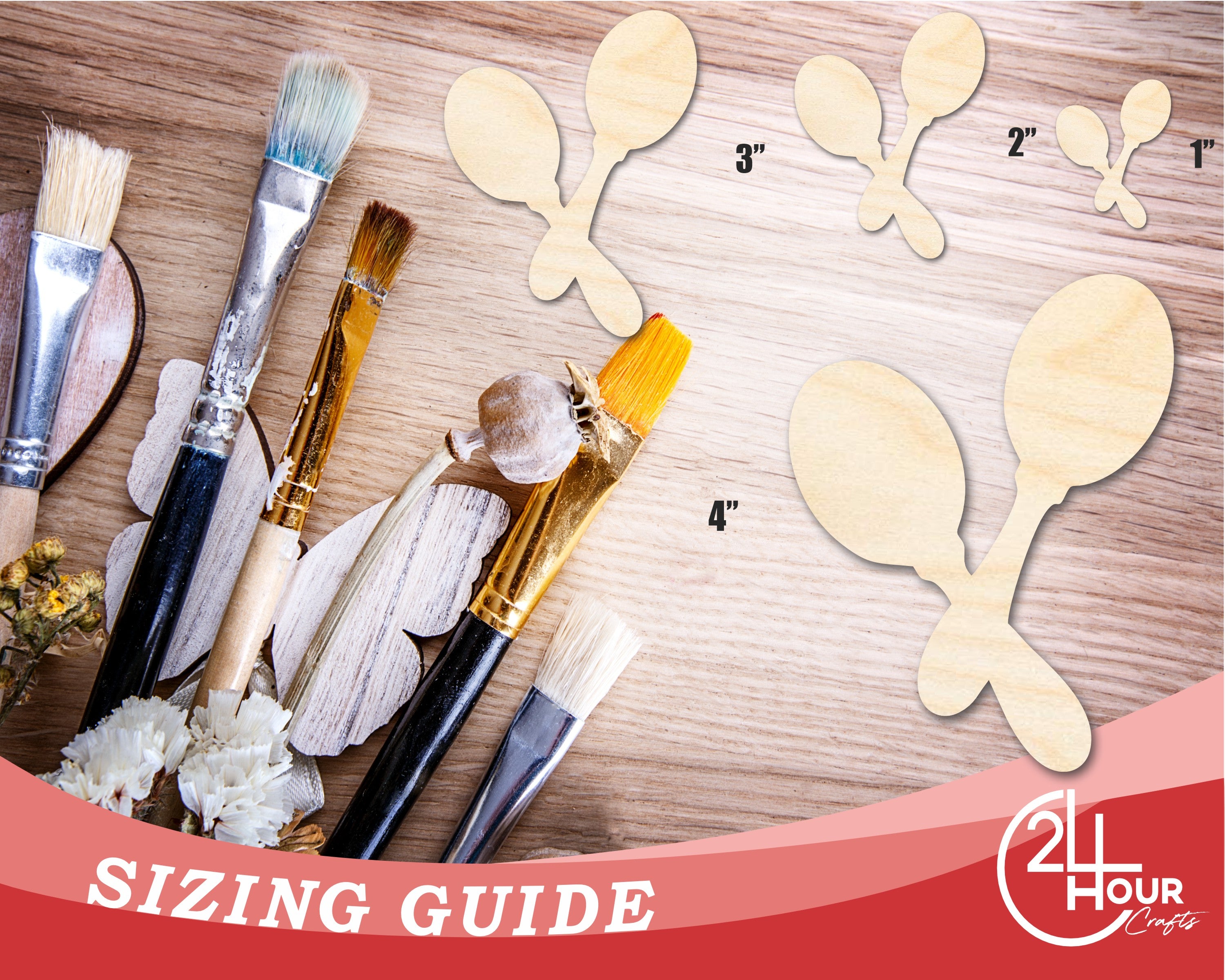 DIY Unfinished Baltic Birch Maracas Shape Cutouts - Up to 46 Sizes