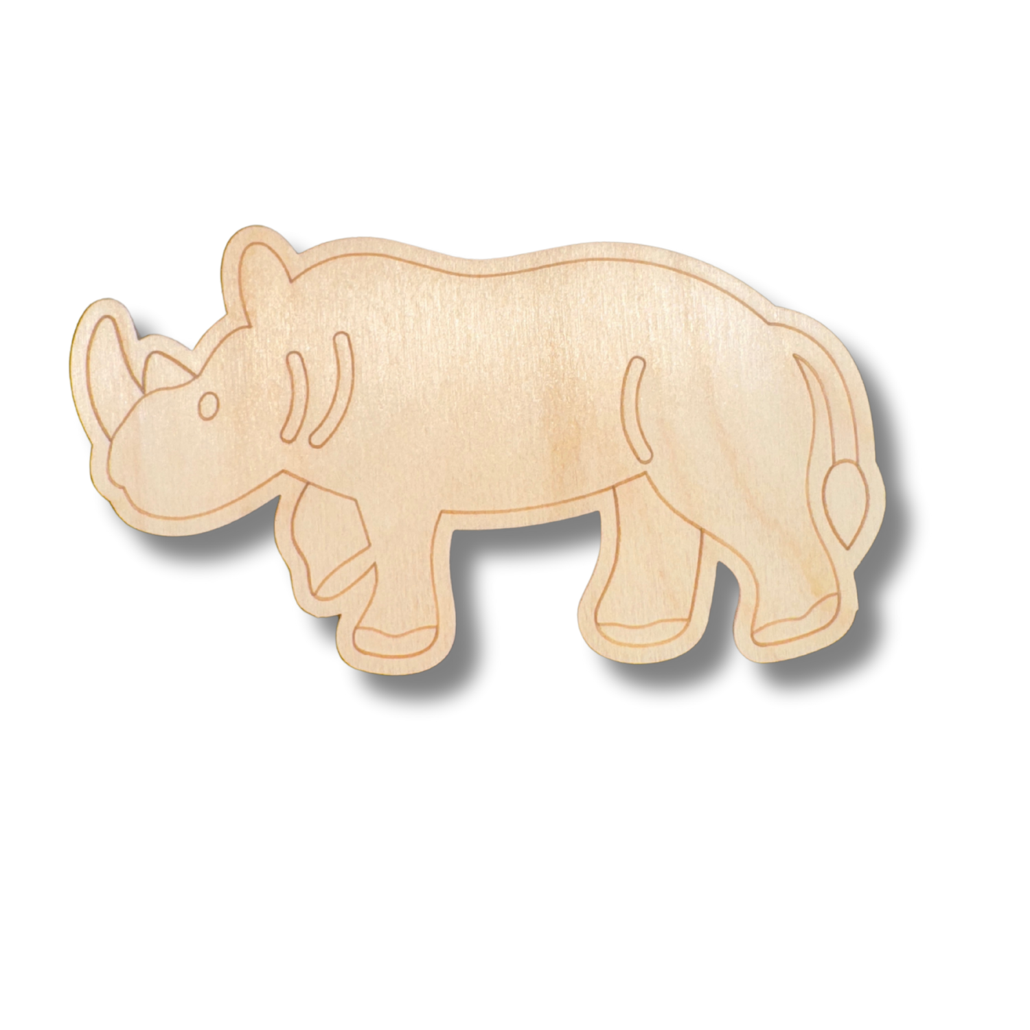 Unfinished Wood Crafts: Etched Rhino Shape for Paint By Line DIY Projects, Up to 30 Pieces Available