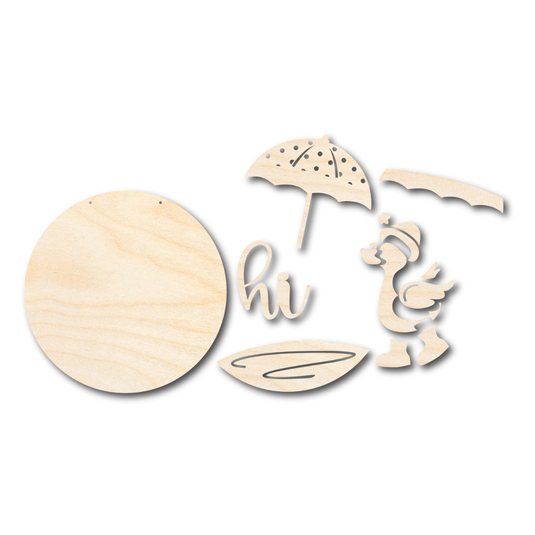 Unfinished Wood Spring Duck Door Sign Craft Kit | 1/4 - Inch Thick Wood Craft Cutouts for Decorating