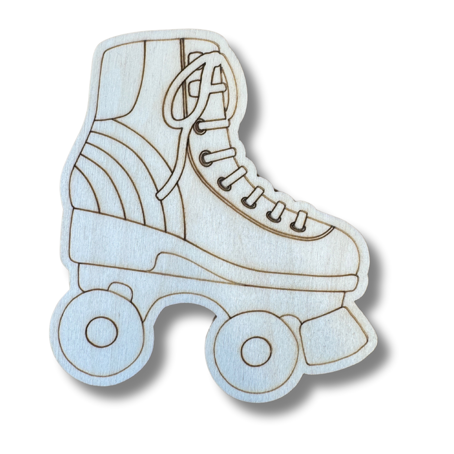 Unfinished Wood Roller Skate Shape for Line-by-Line Painting DIY Crafts (Up to 30 Units)