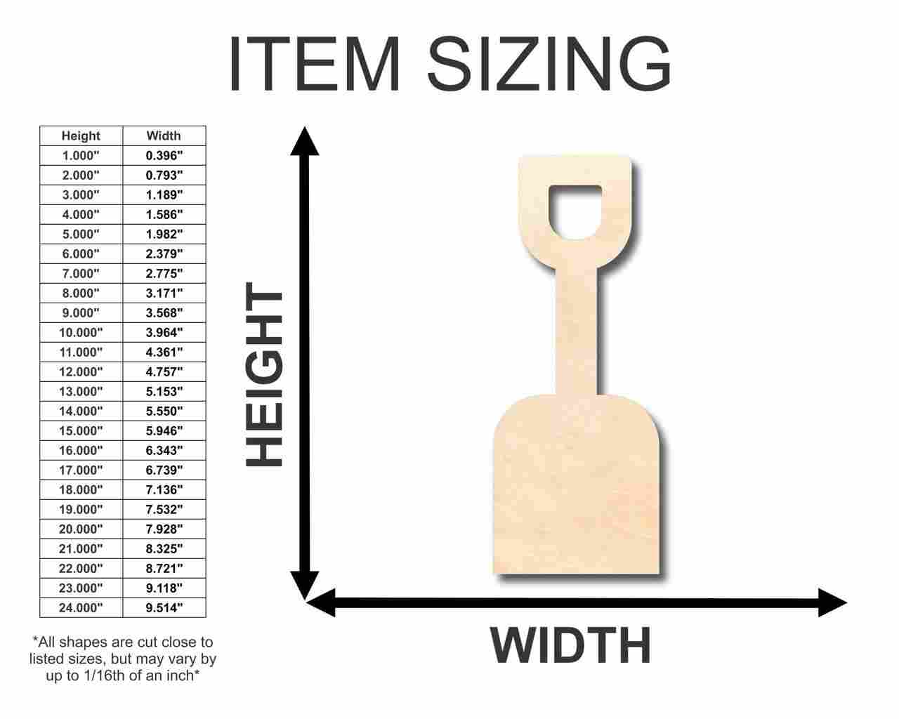 Unfinished Wood Kids' Sand Shovel Shape for Ocean, Beach, Nursery, and Craft Projects - Up to 46 Pieces for DIY