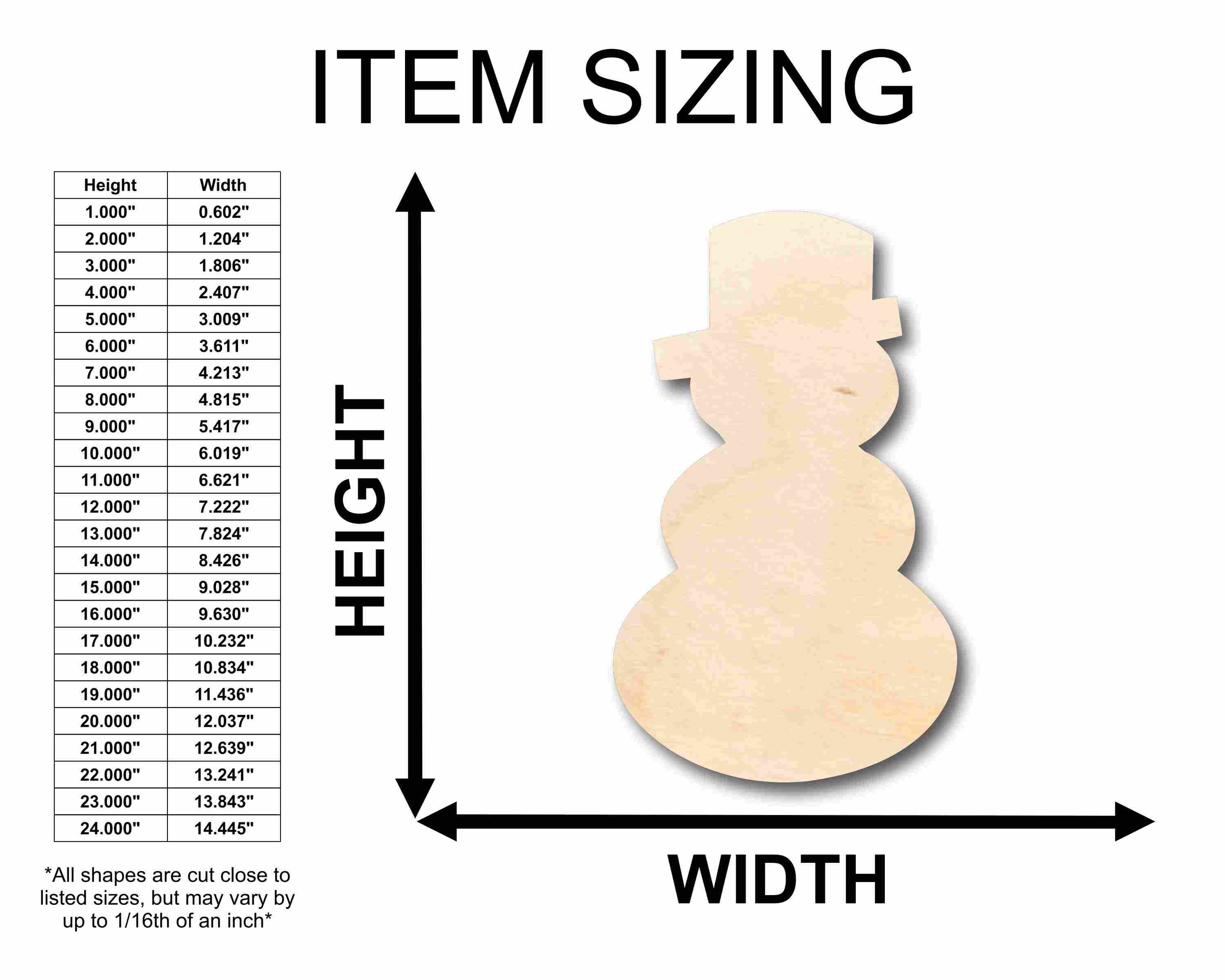 DIY Unfinished Baltic Birch Wood Snowman Silhouette - Up to 46 Inches