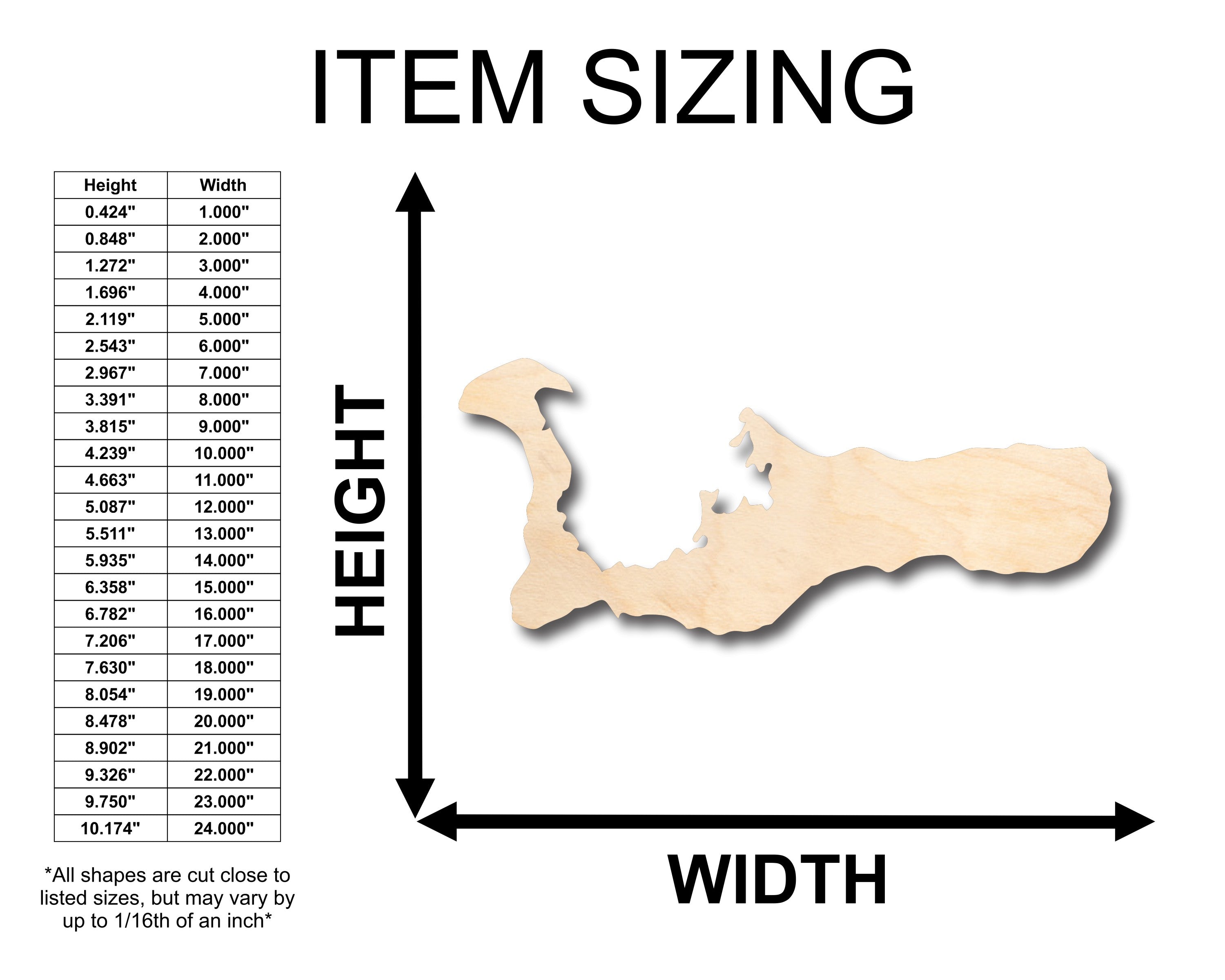 DIY Unfinished Baltic Birch Wood in Grand Cayman Islands Shape - Up to 46 Inches