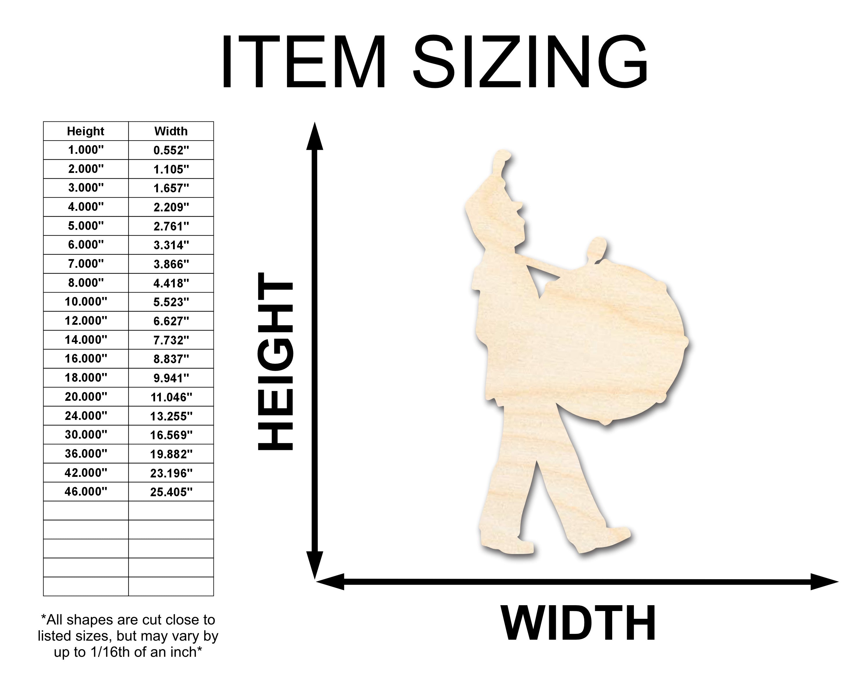 DIY Unfinished Baltic Birch Marching Band Drumline Silhouette Cutouts up to 46"
