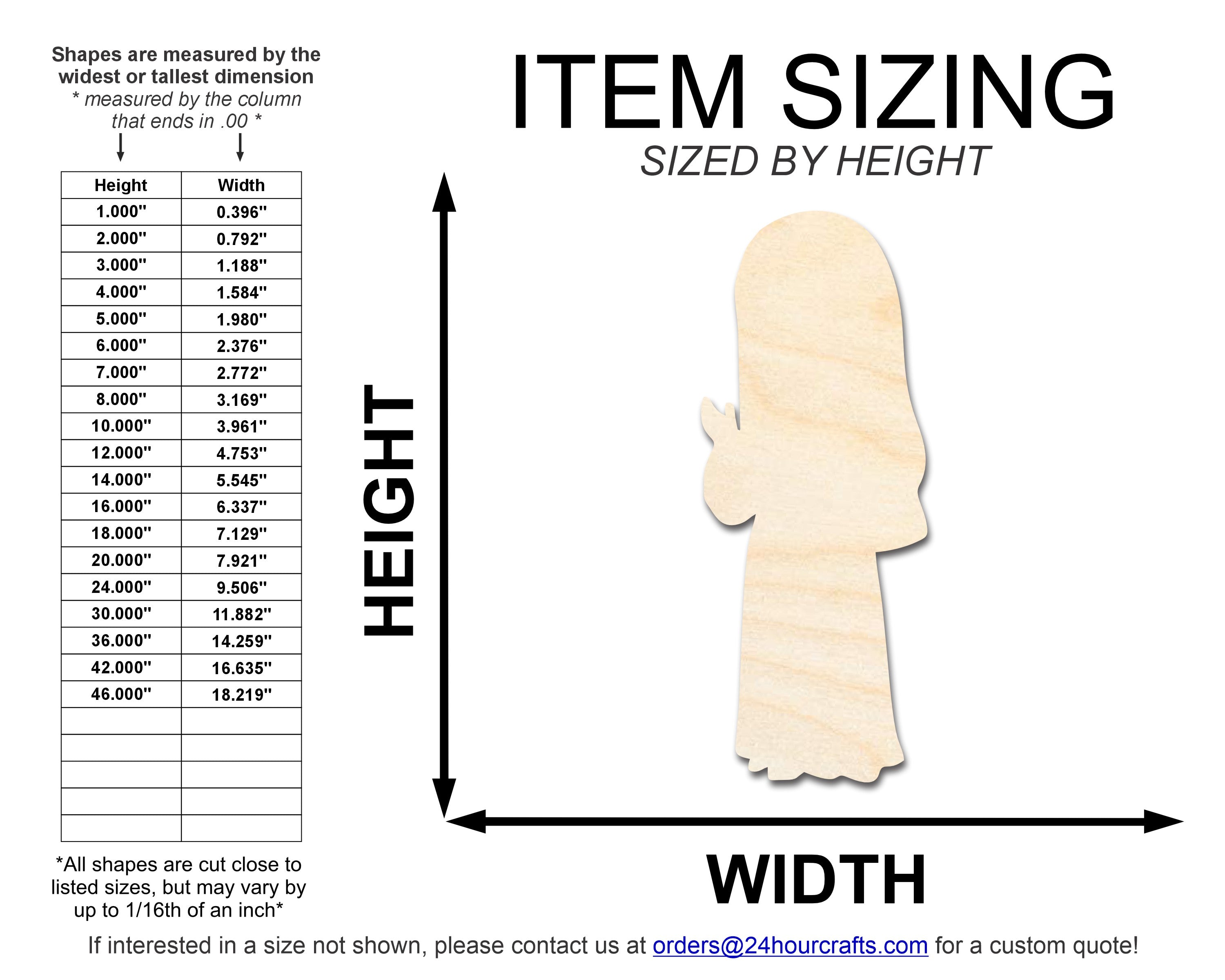 DIY Unfinished Baltic Birch Wood Nun Shape Cutout up to 46 Inches