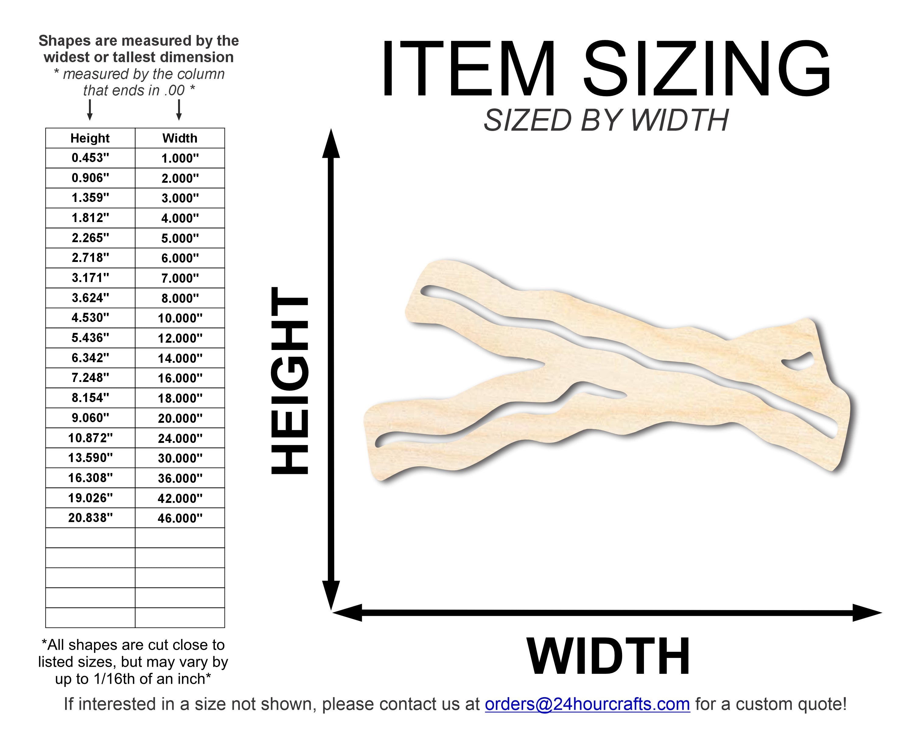 DIY Unfinished Baltic Birch Wood Bacon Shape Cutouts - Up to 46 Inches