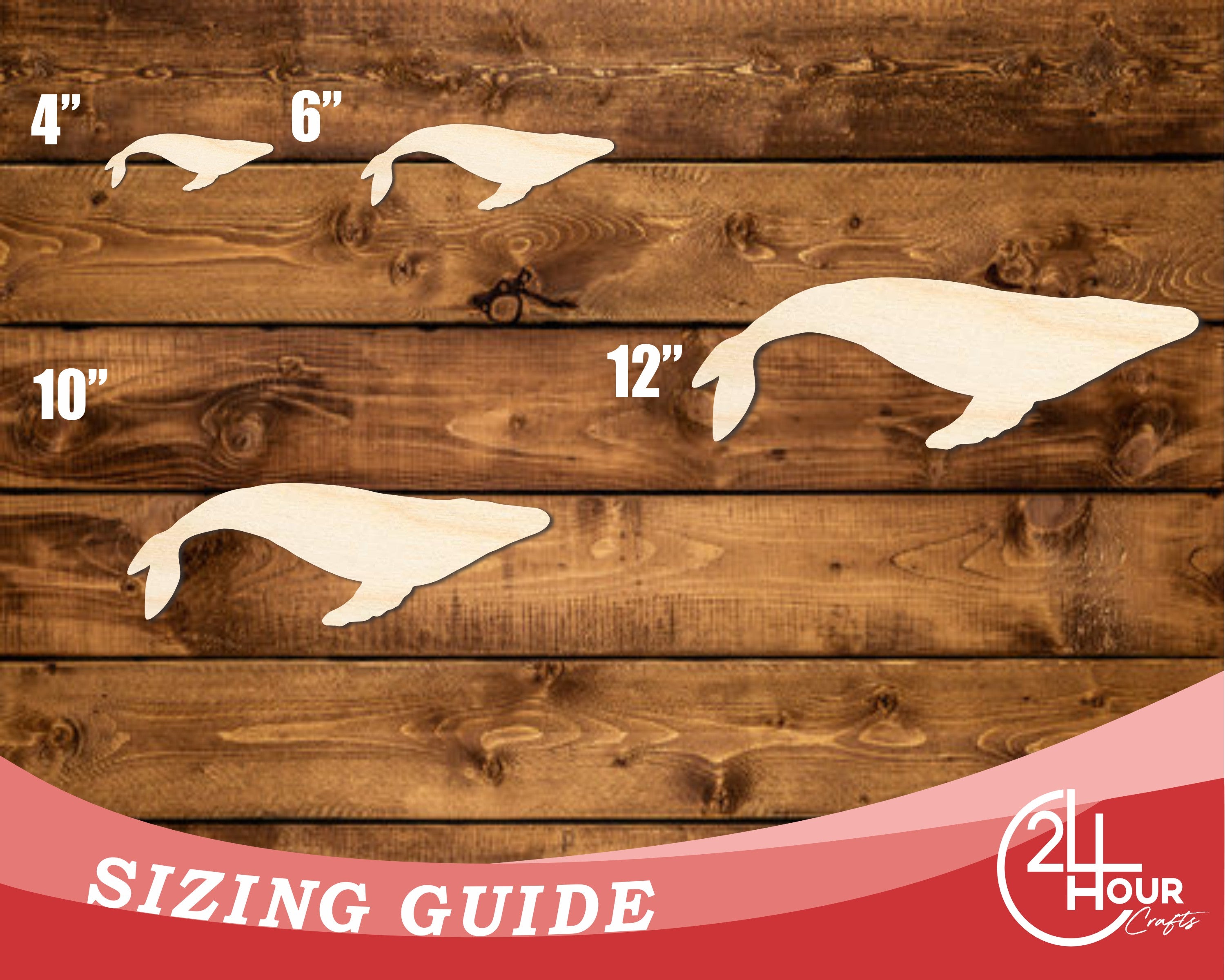 DIY Unfinished Baltic Birch Hump Back Whale Shape Cutout up to 46 Inches