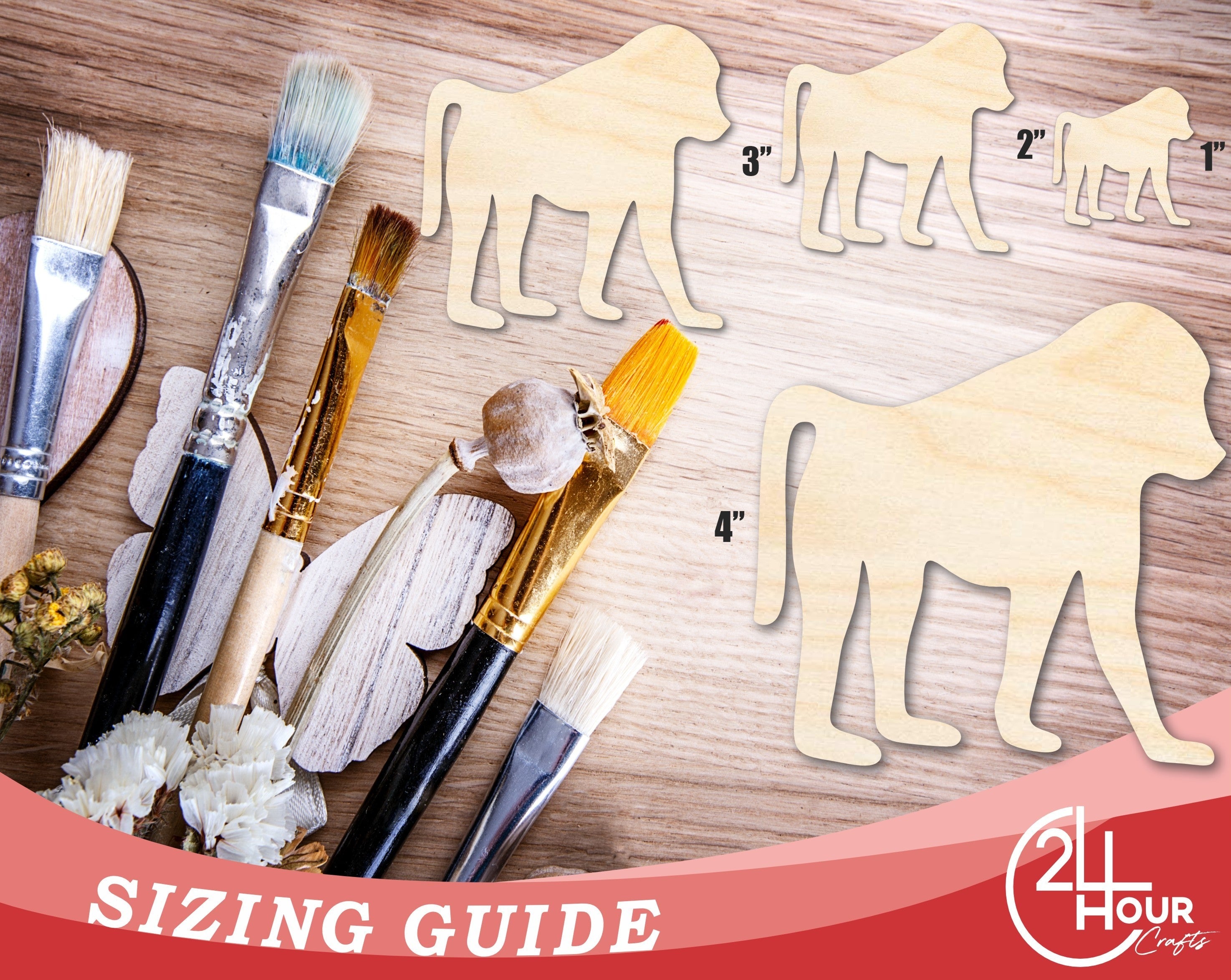 DIY Unfinished Birch Wood Baboon Shape Cutout - Sizes Up to 36 Inches