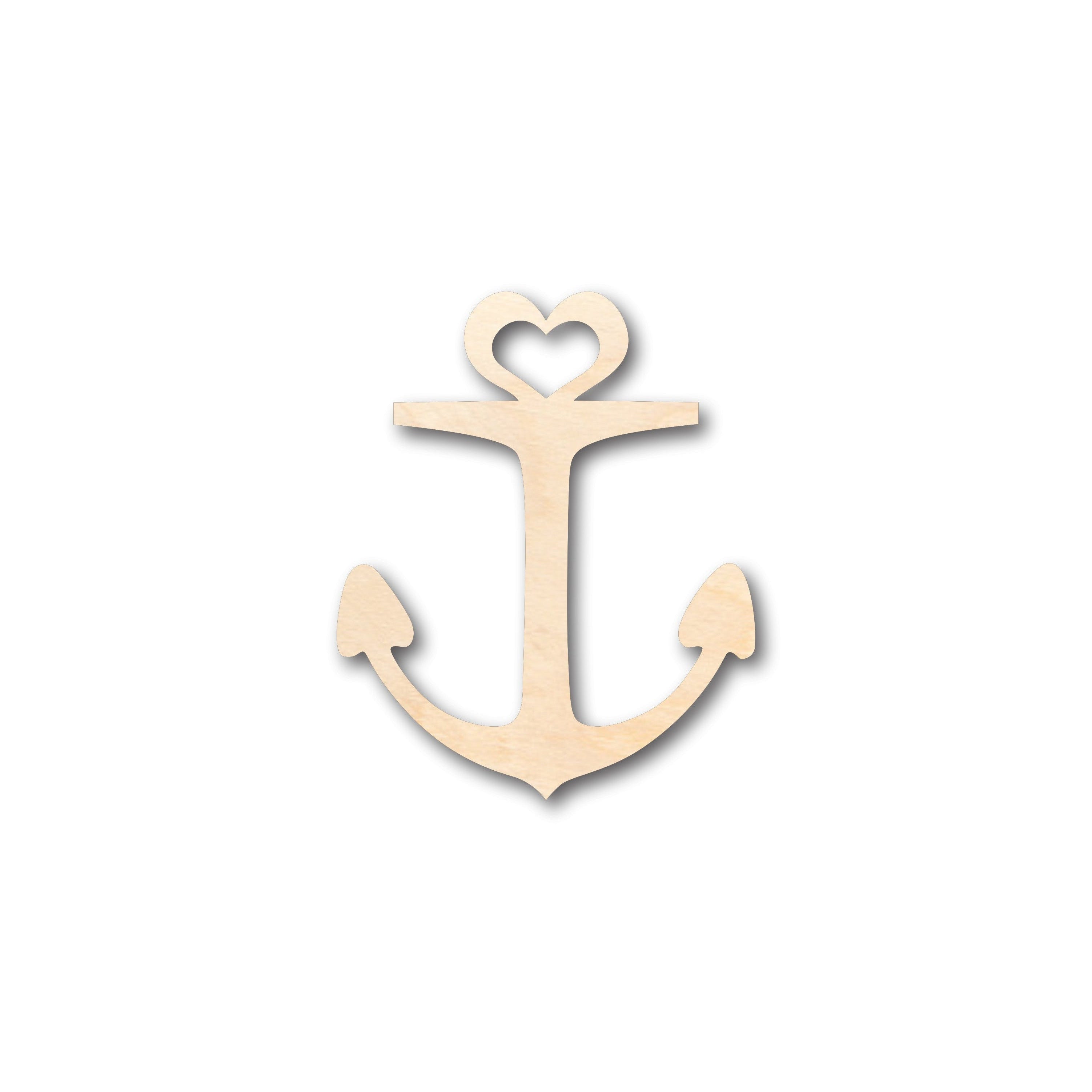 DIY Unfinished Wood Heart Anchor Shapes for Crafts, Sizes up to 46