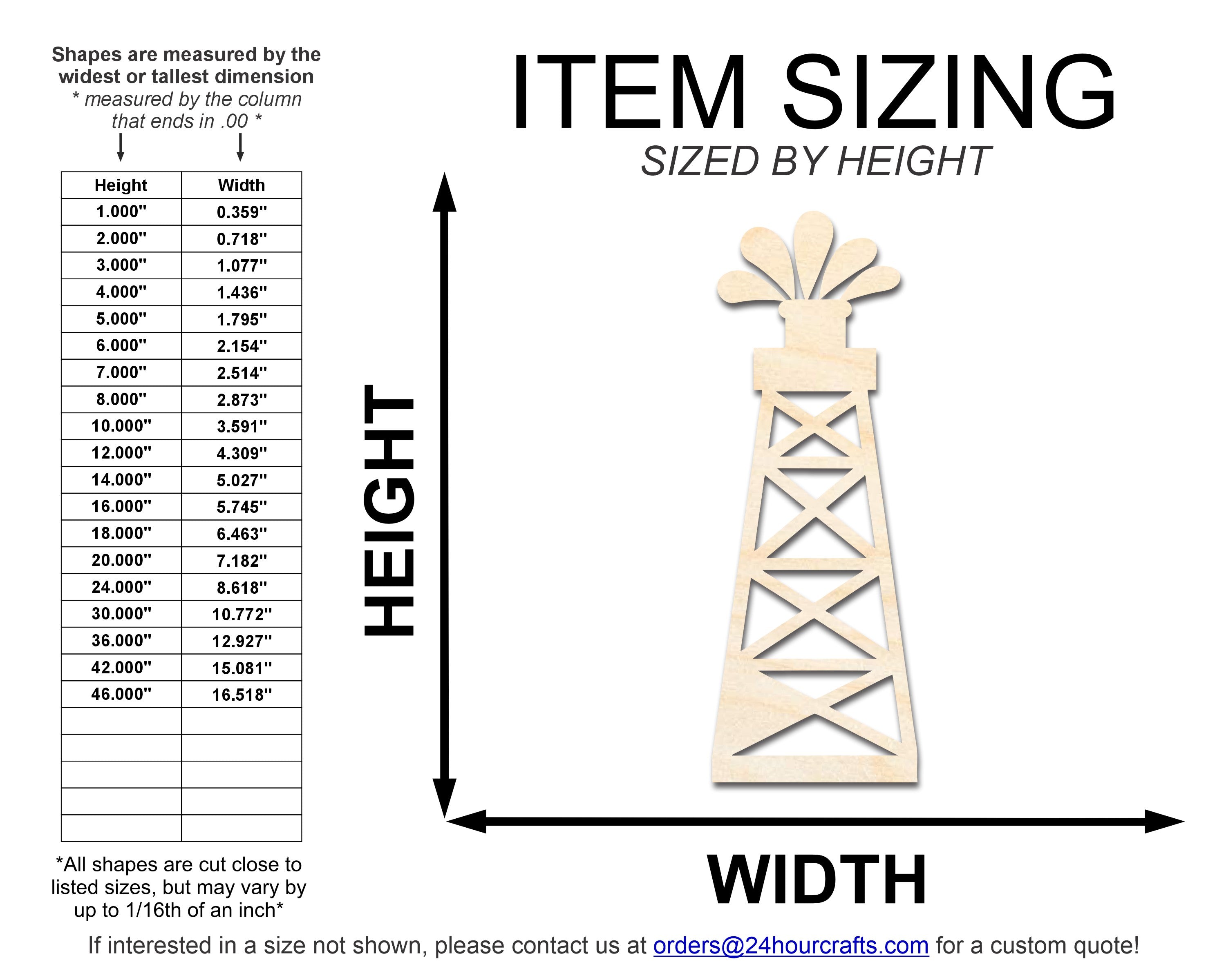 DIY Unfinished Baltic Birch Wood Oil Rig Shape Cutout up to 46 Inches