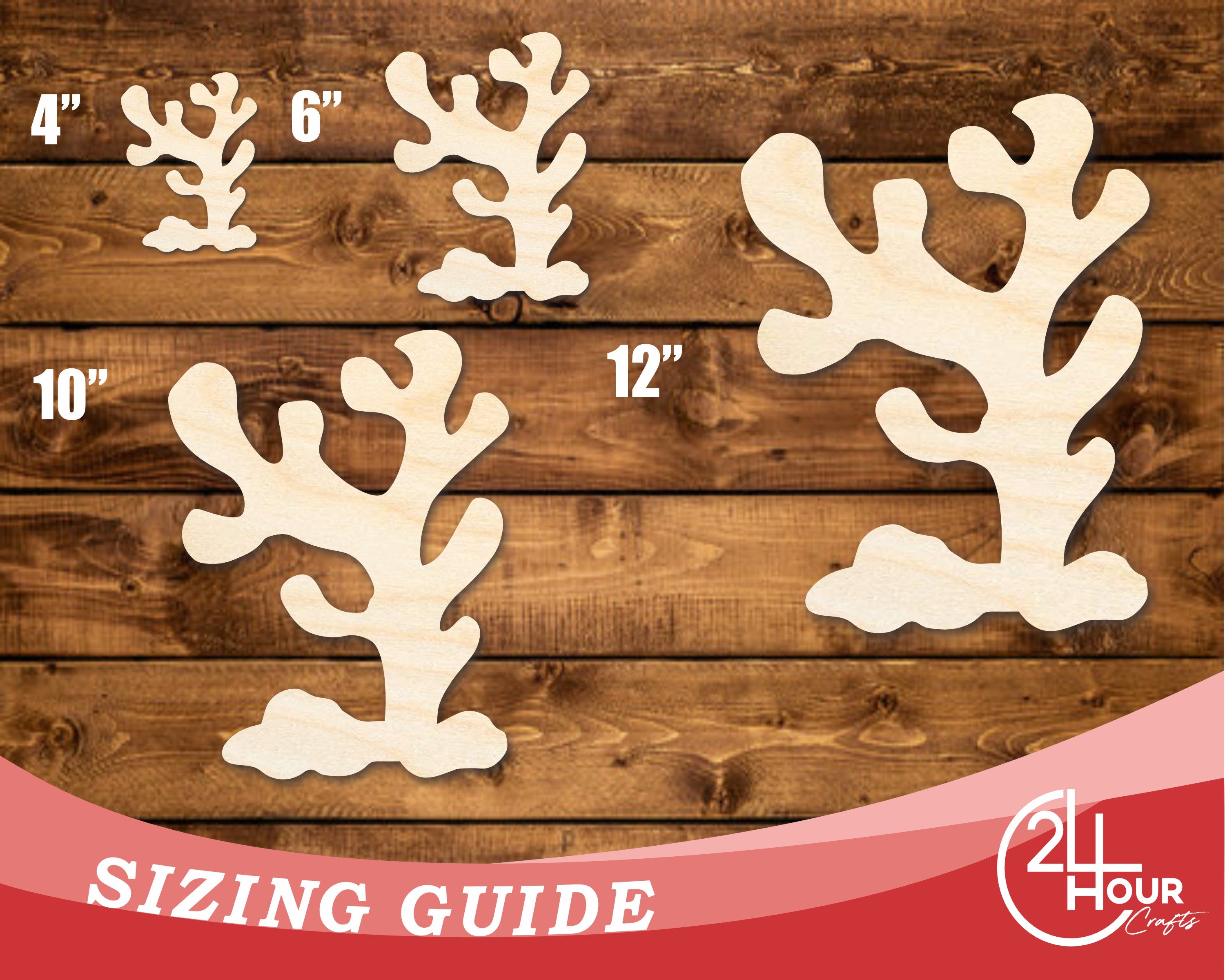 DIY Unfinished Baltic Birch Coral Shape Cutouts - Up to 46 Inches for 24+ Crafts