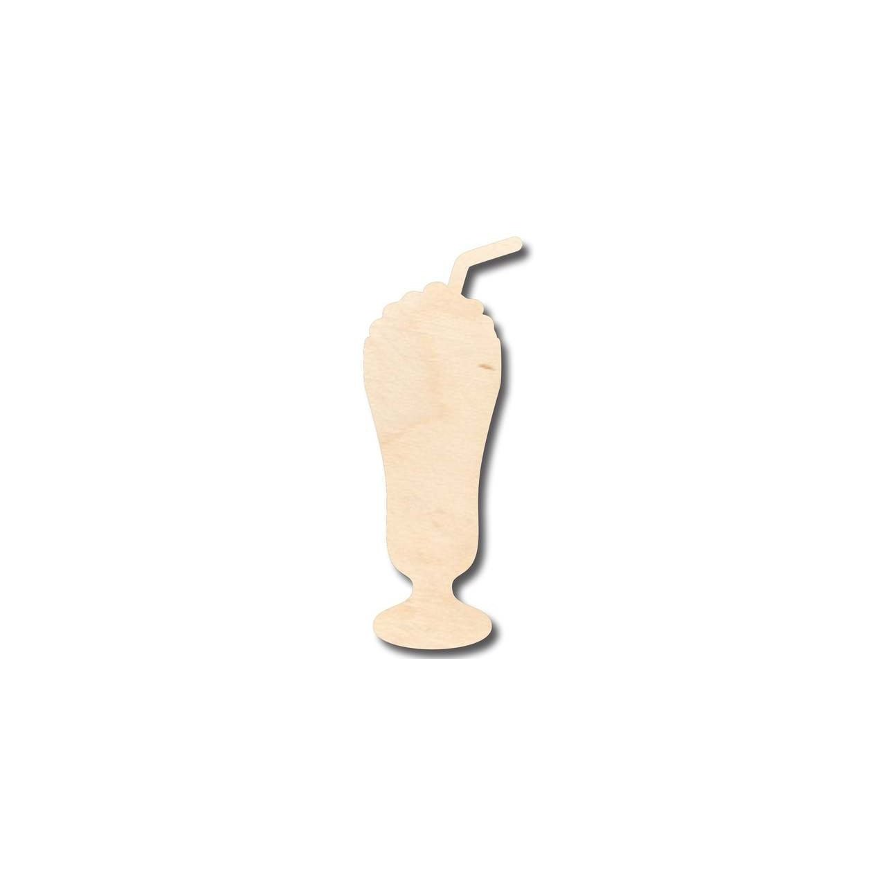 Unfinished Wood Milkshake - Shaped Craft Items for Kitchen and Food DIY Projects, Sizes Up to 46