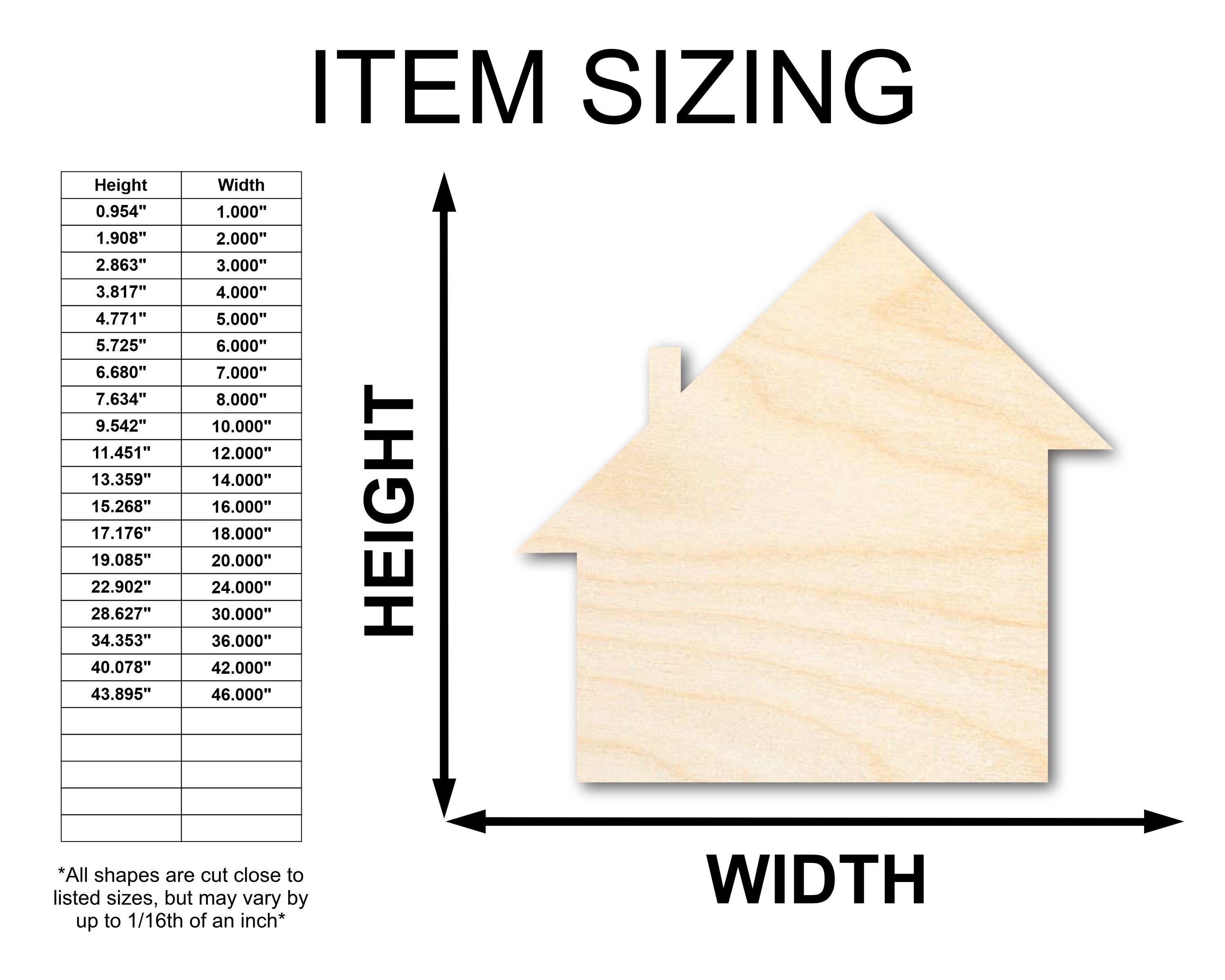 DIY Rustic Country Unfinished Wood Salt Box House Shape - Up to 46 Options