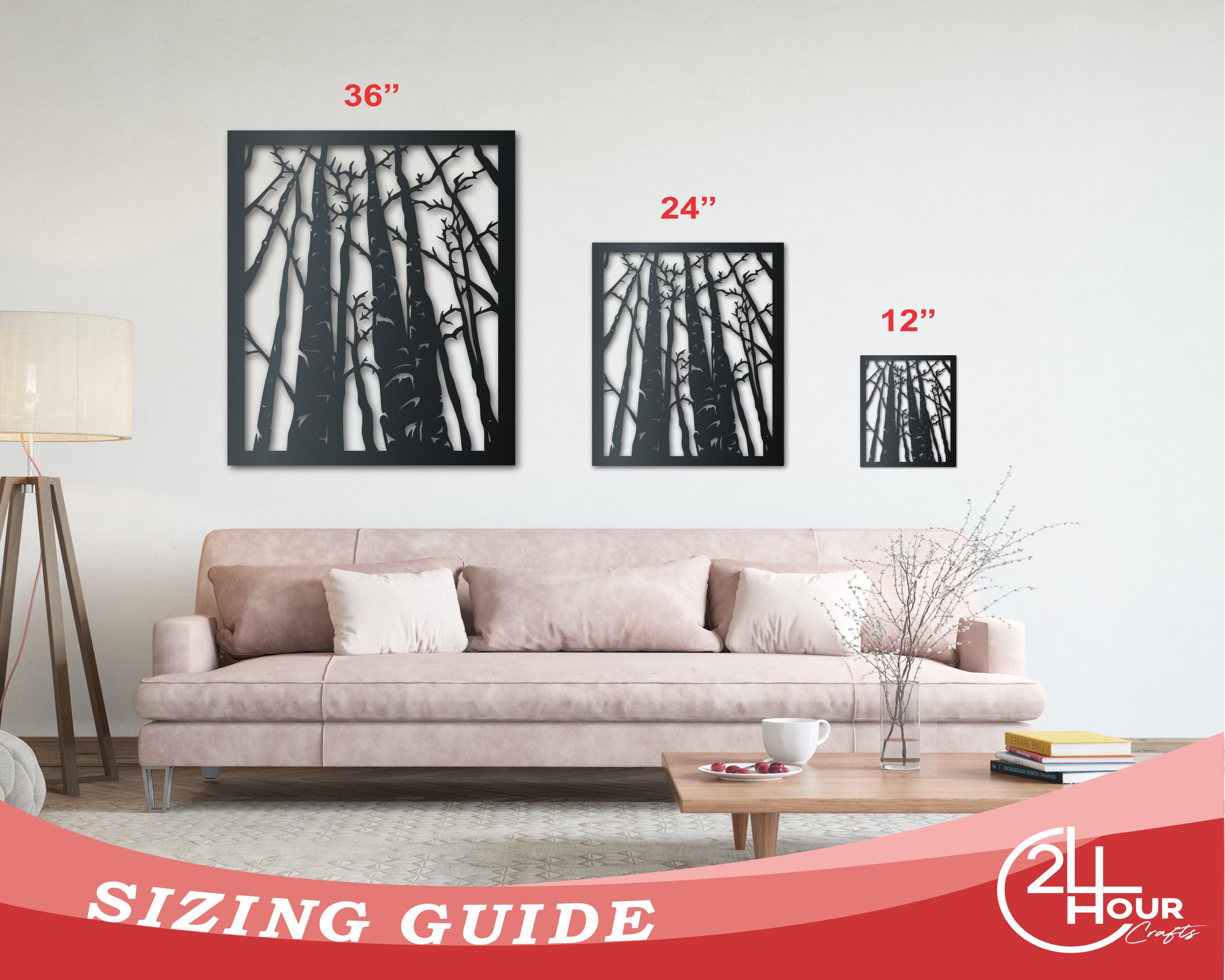 Indoor and Outdoor Decorative Birch Trees Metal Wall Art with More Than 20 Color Options and Sizes Up to 46 Inches