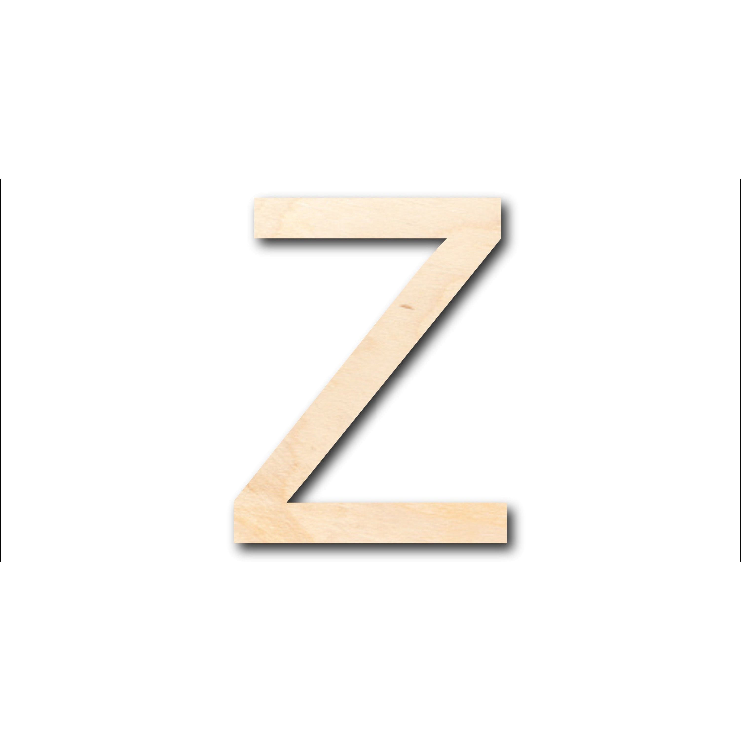 DIY Unfinished Wood Arial Letter Z Shape - Up to 46 for Crafts