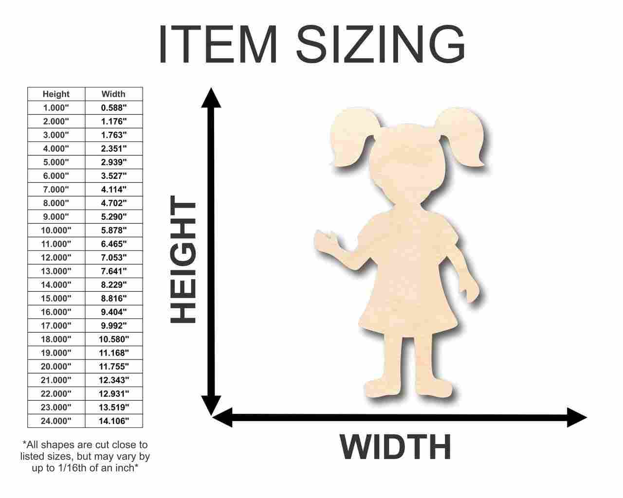 DIY Unfinished Wood Girl Shape for Kids - Up to 46 Designs